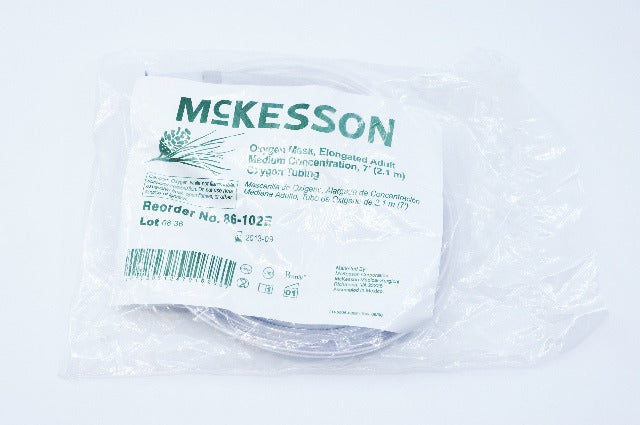 McKesson 86-102E Oxygen Mask, Elongated Adult Medium Concentration, 7F (x)