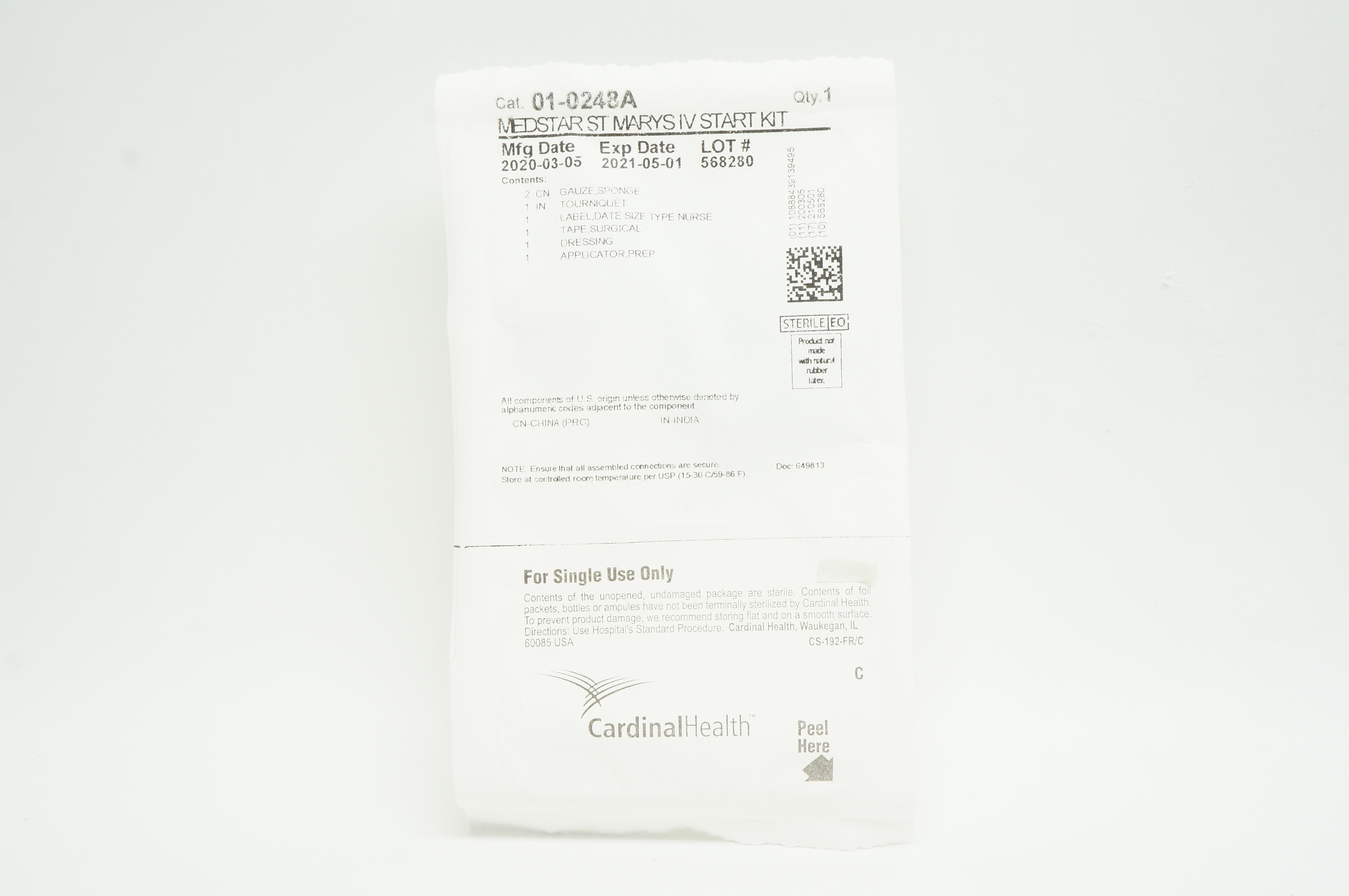 Cardinal Health 01-0248A Medstar ST Marys IV Start Kit (x)
