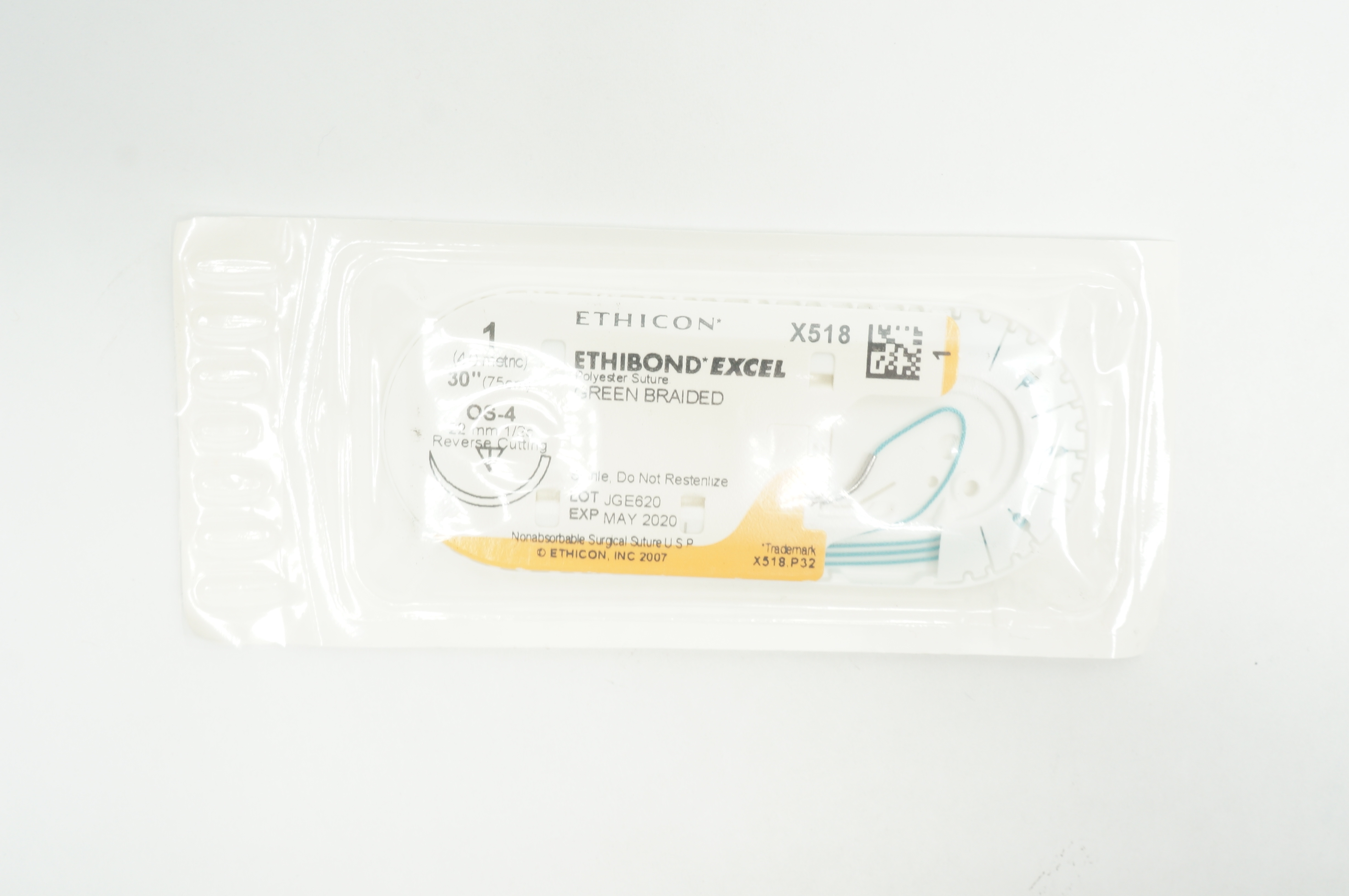 Ethicon X518 1 Ethibond Excel OS-4 22mm 1/2c Reverse Cutting, 30inch (x)