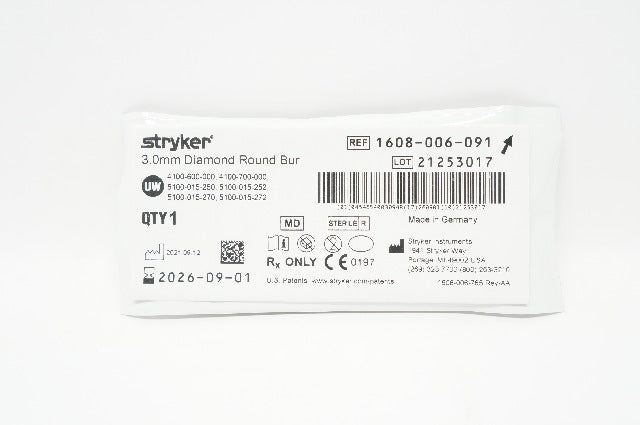 Stryker 1608-006-091 3.0mm Diamond Round Bur