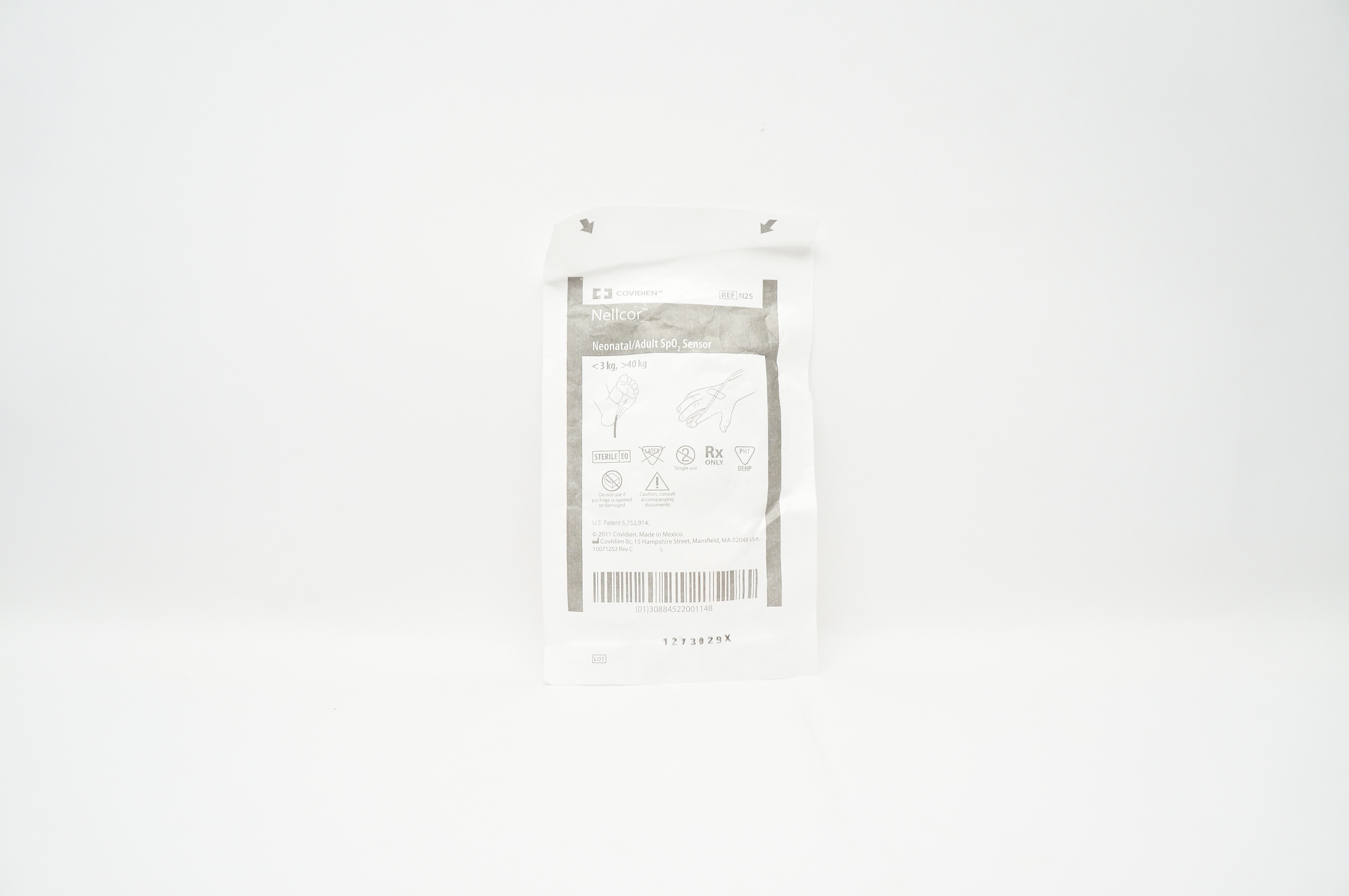 Covidien N25 Nellcor Neonatal/Adult SpO2 Sensor < 3 kg, > 40 kg