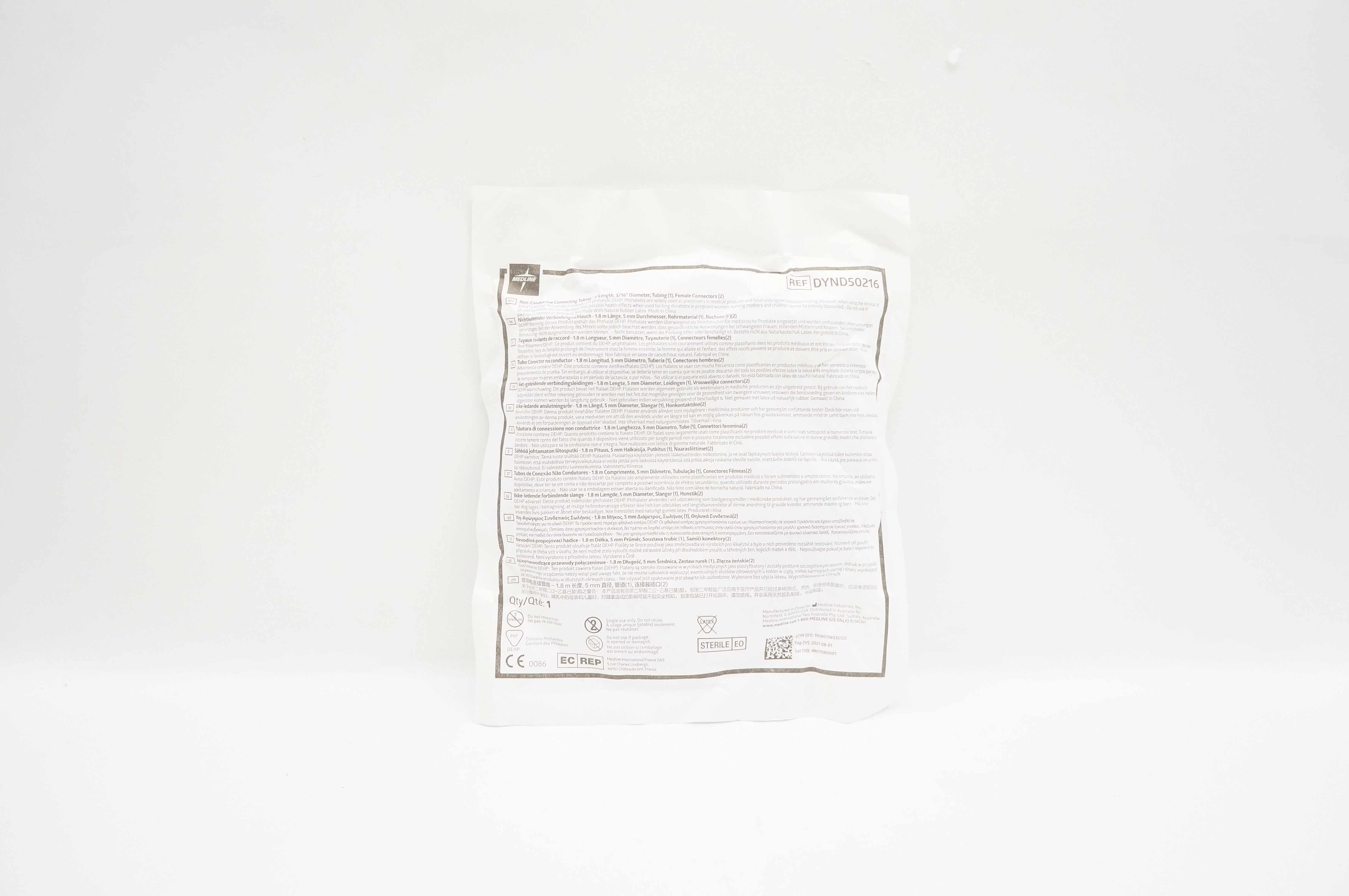 Medline DYND50216 Non-Conductive Connecting Tubing 3/16inch x 6Ft.