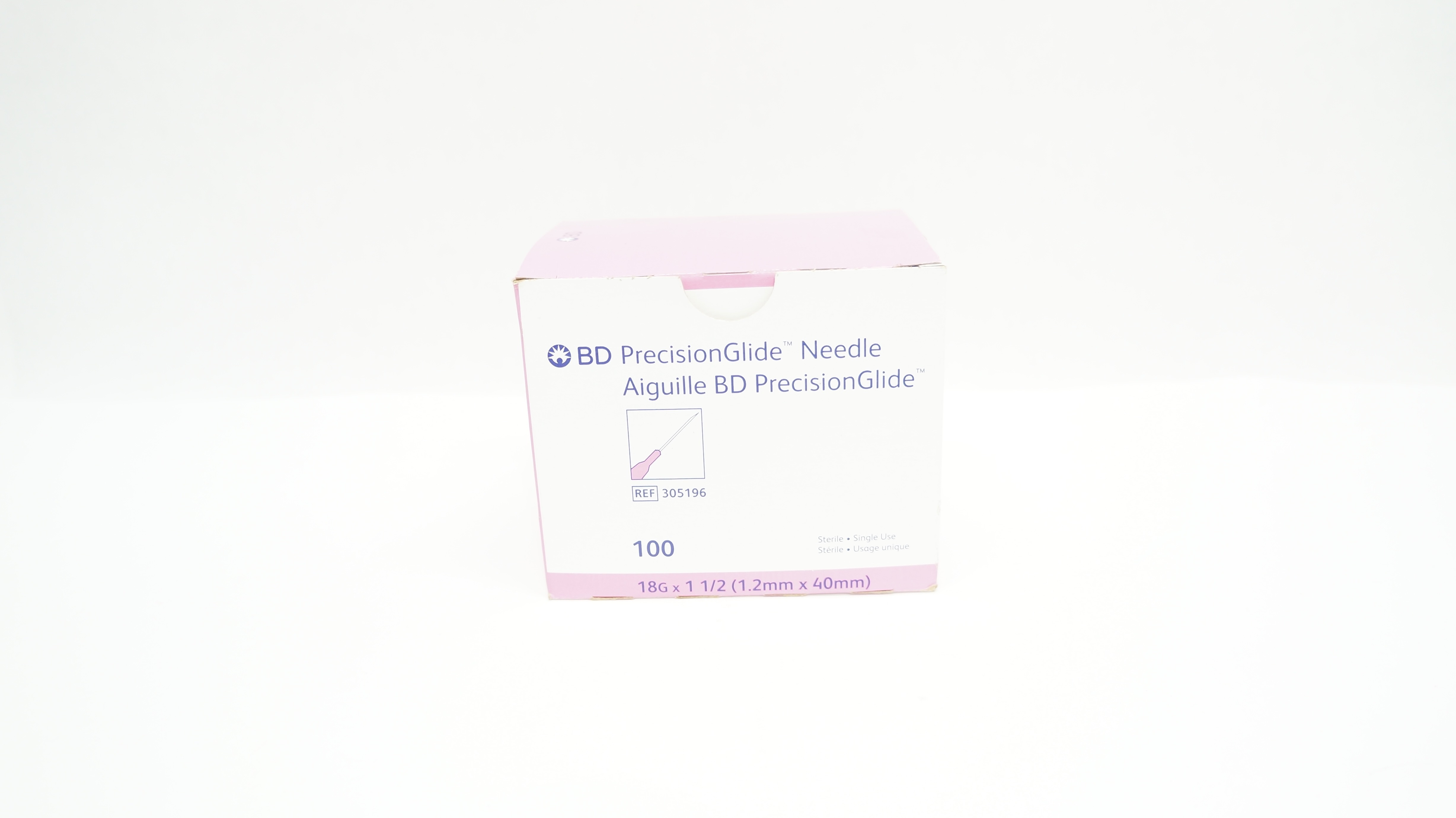 BD 305196 PrecisionGlide Ndle 18G x 1-1/2 inch - Box of 100