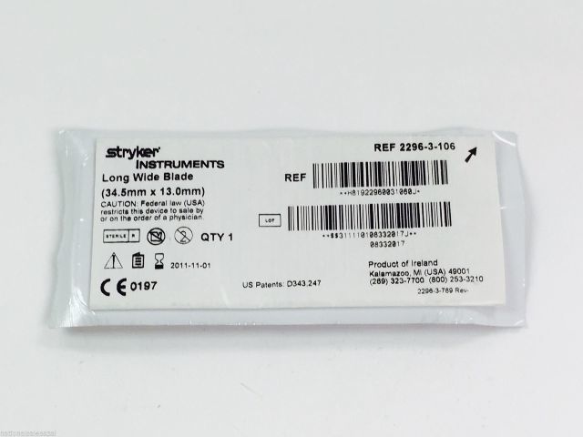 Stryker 2296-3-106  Long Wide Blade 34.5mm x 13.0mm (x)