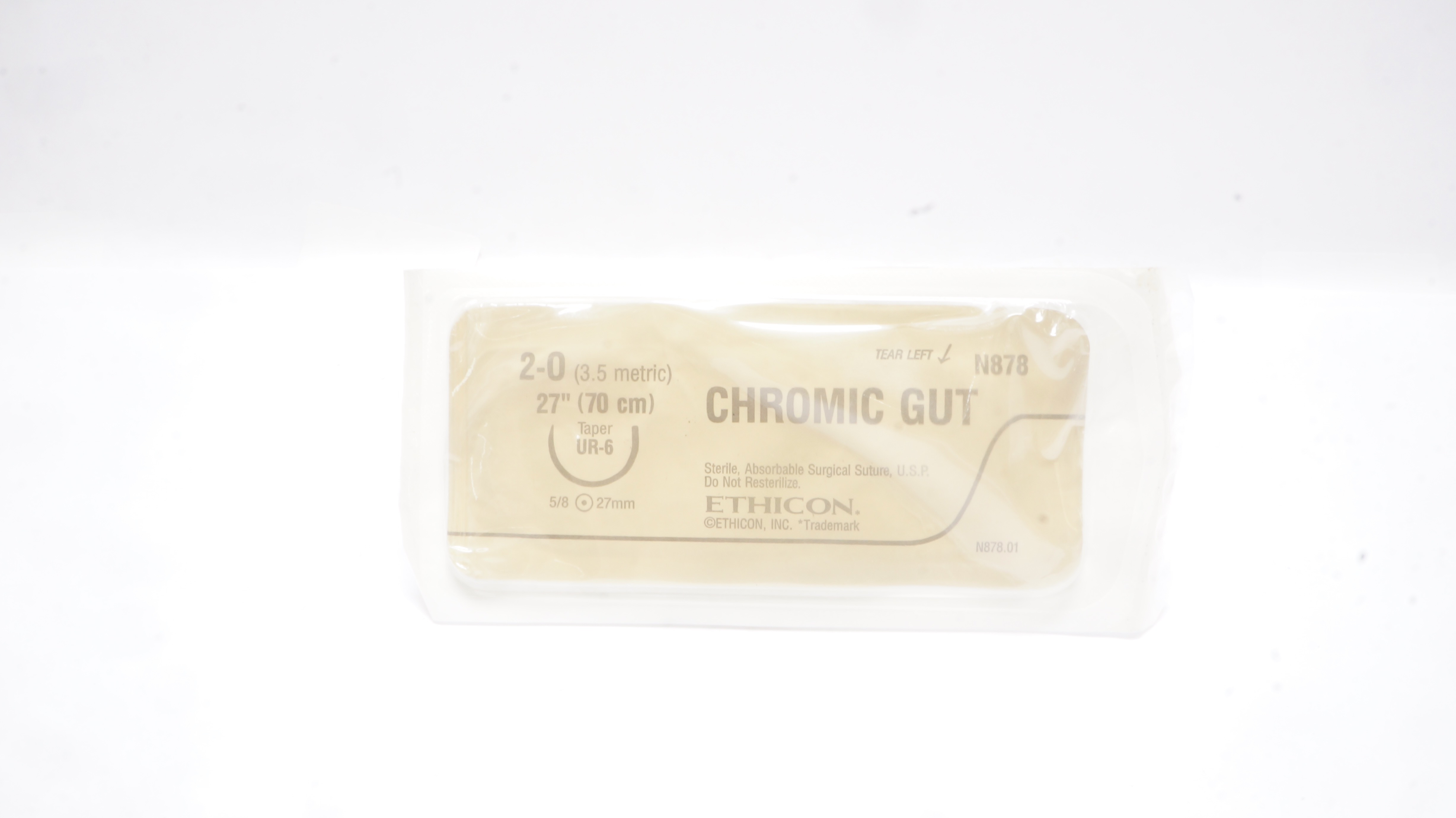 Ethicon N878 2-0 Chromic Gut 27In Taper UR-6 5/8 27mm (x)