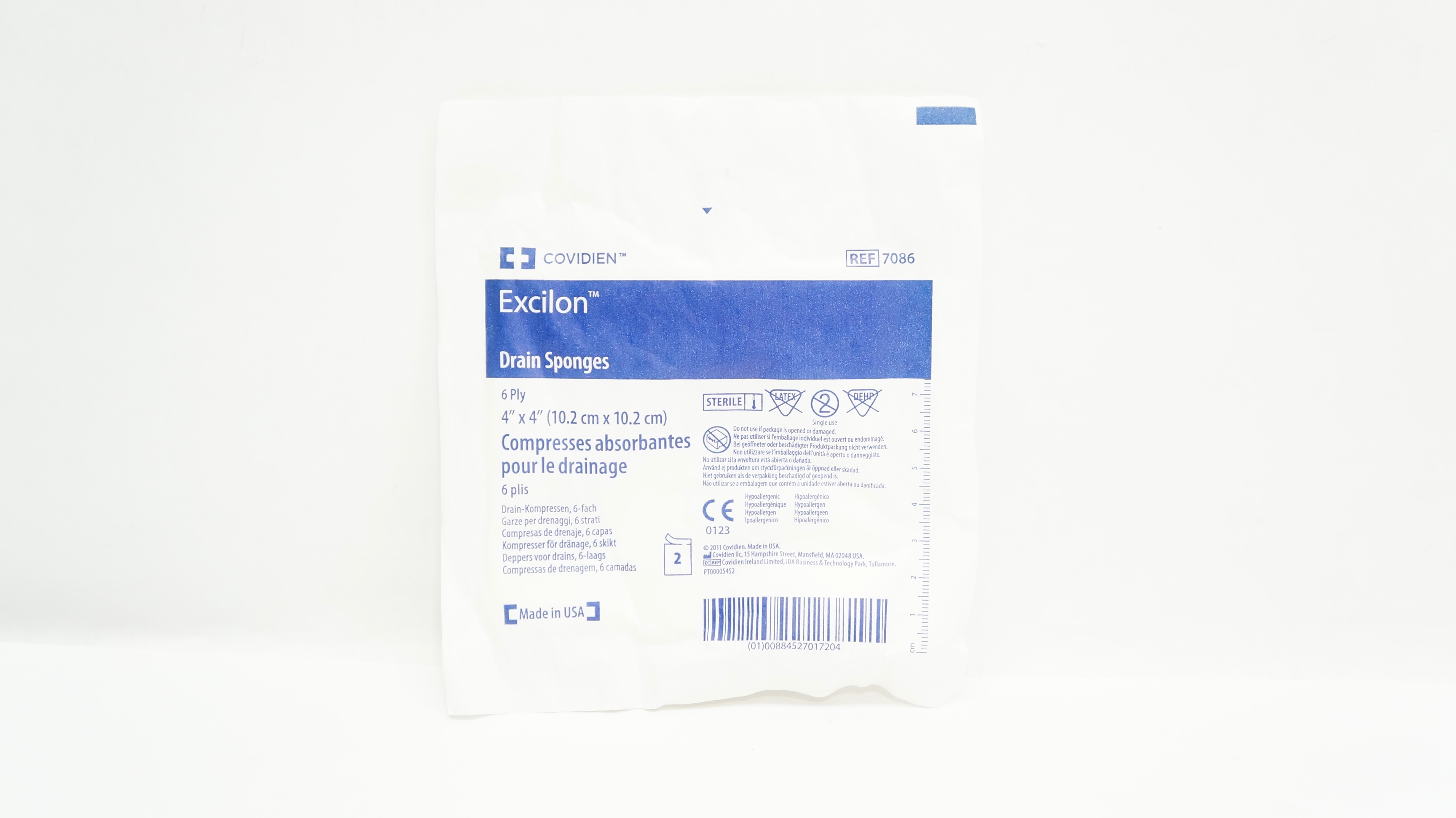Covidien 7086 Excilon Drain Sponges 6Ply 4inch x 4inch - Pack of 2