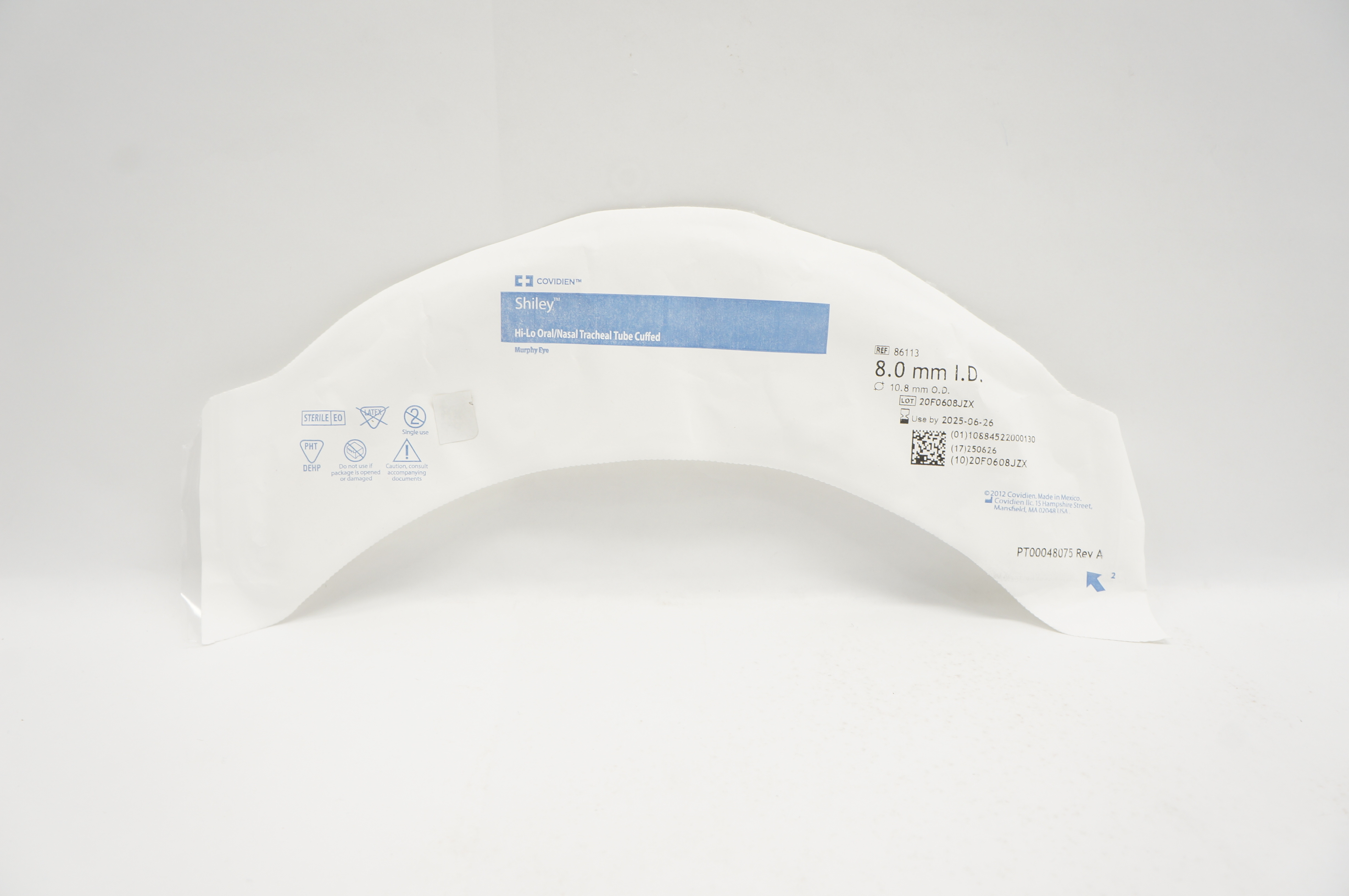 Covidien 86113 Mallinckrodt Hi-Lo Oral/Nasal Tracheal Tube 8.0 ID x 10.8mm OD