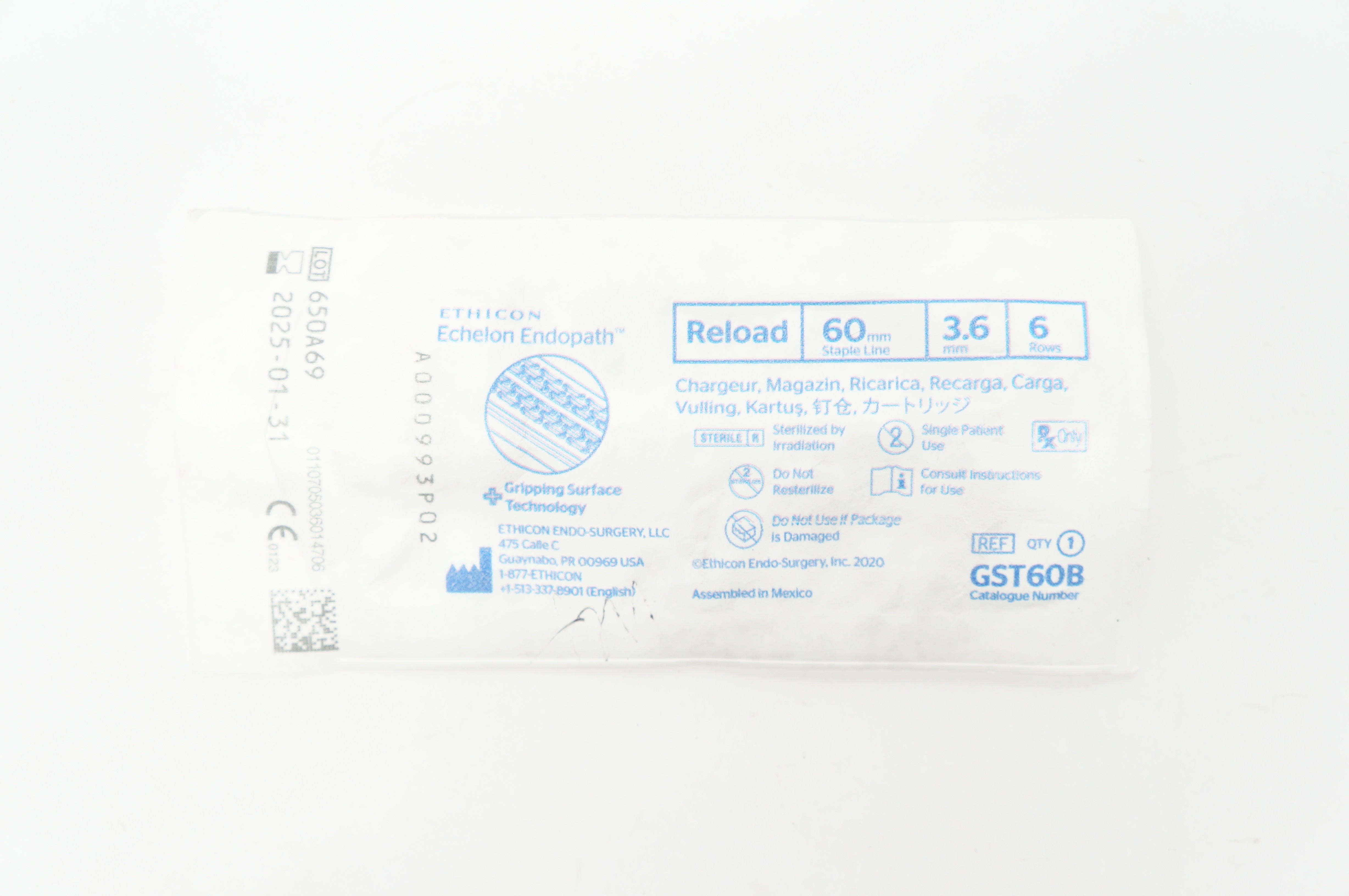 Ethicon GST60B Echelon Endopath Reload 60mm x 3.6mm 6 Rows