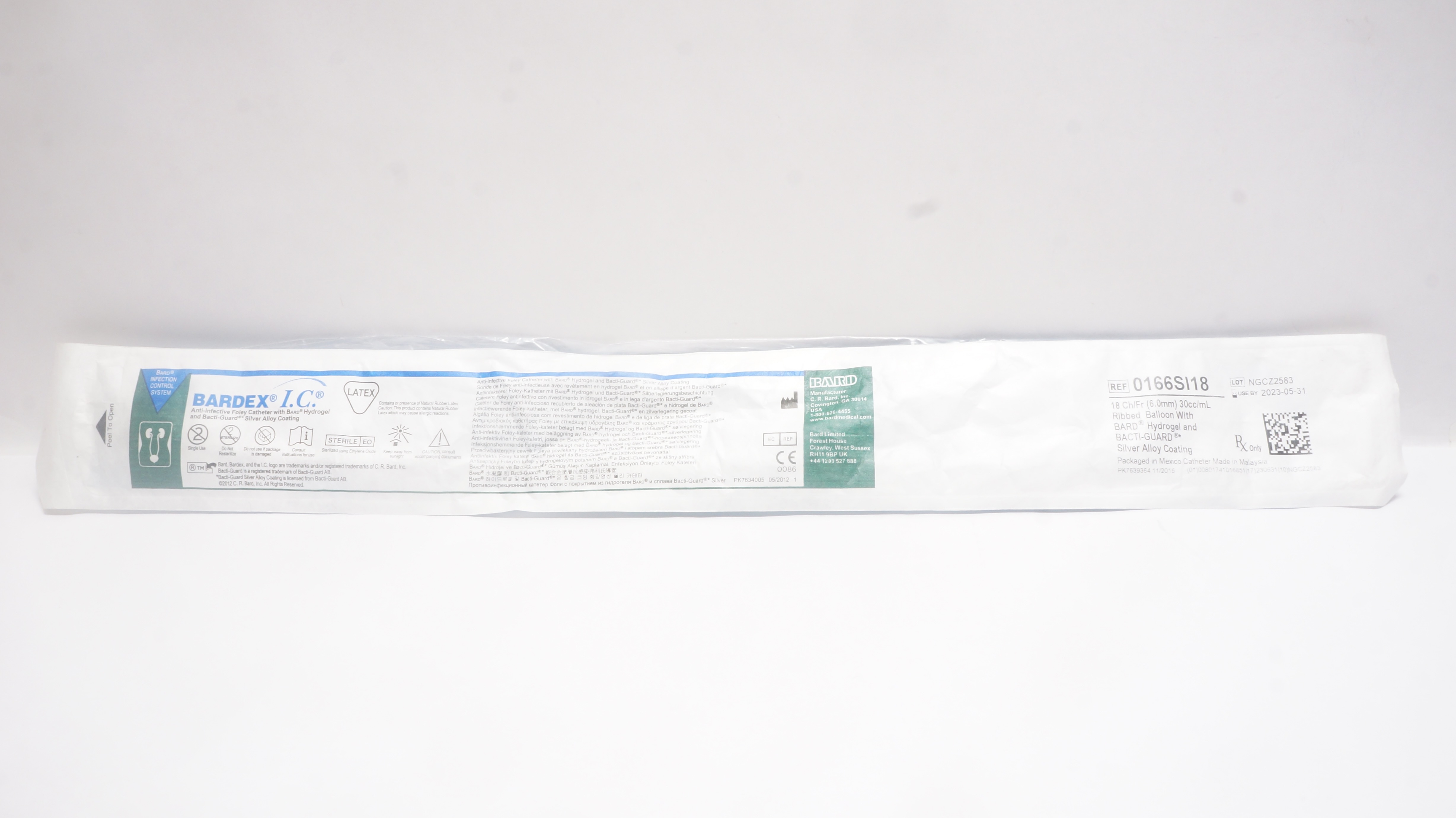 Bard 0166SI18 Bardex I.C. Anti-Infective Foley Cath. 18 Ch./Fr. 30 cc./mL. (x)