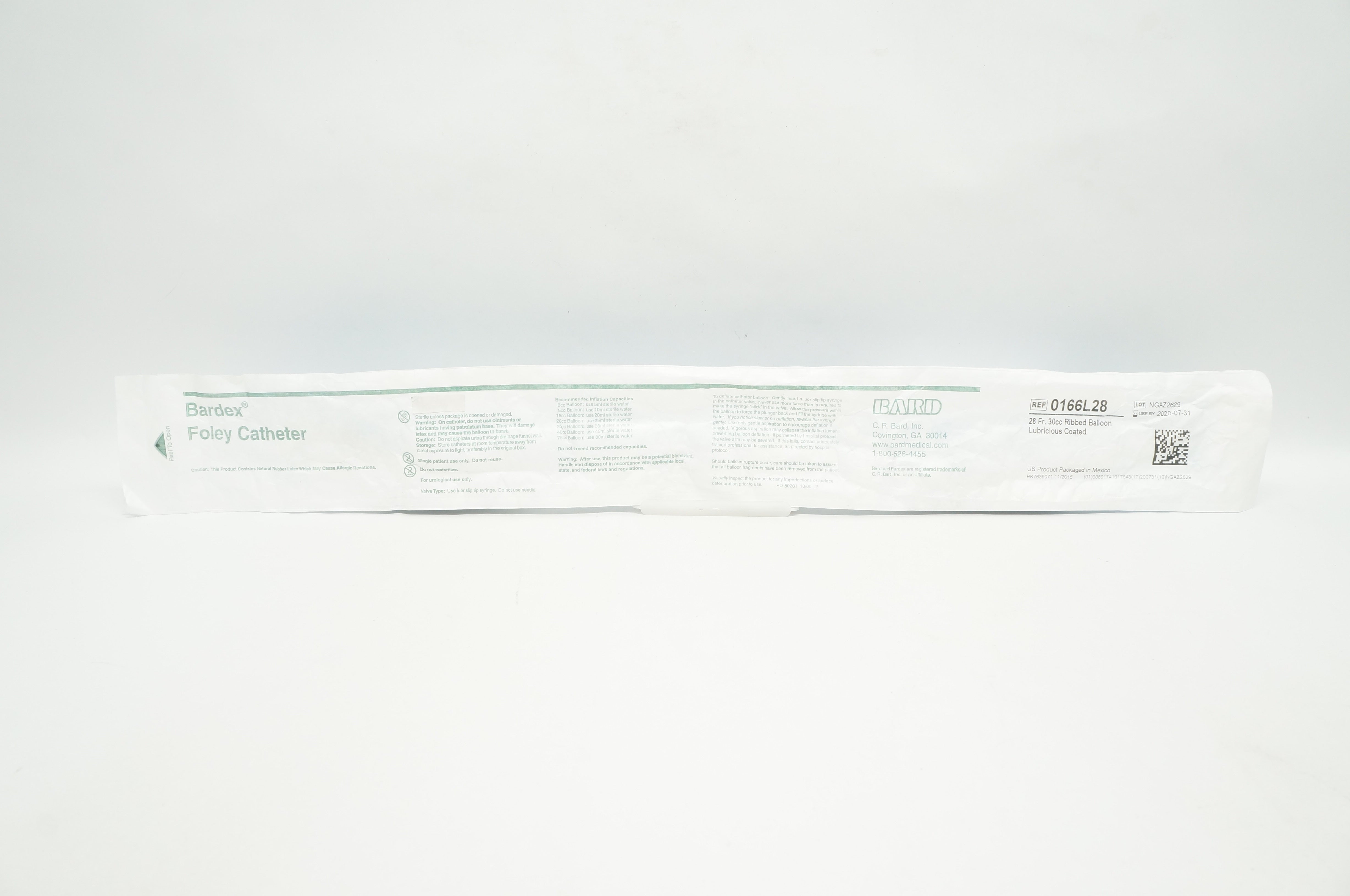 Bard 0166L28 Bardex Foley Cath.Ribbed Balloon 28Fr 30 cc (x)
