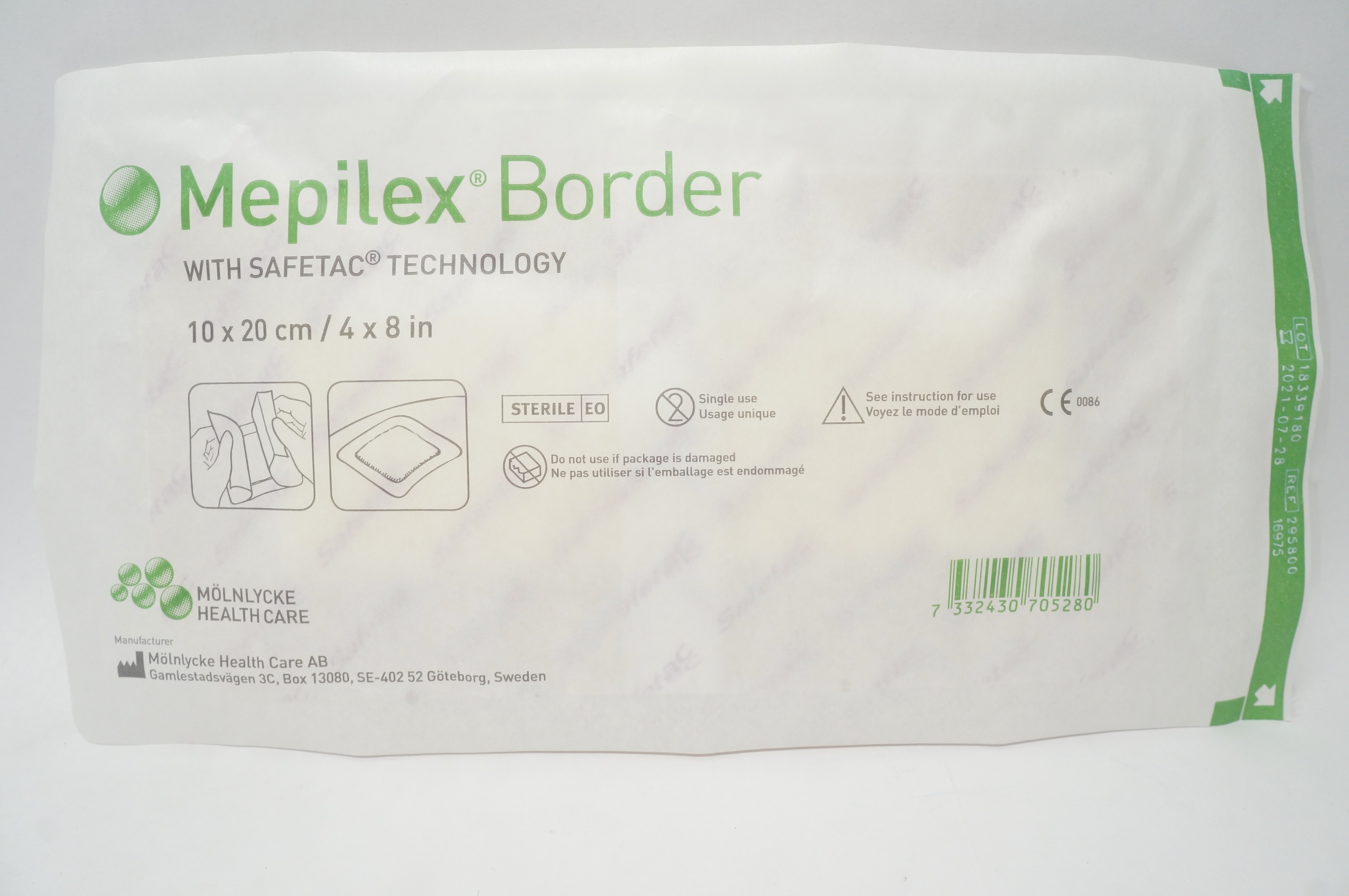 Molnlycke Healthcare 295800 Mepilex Ag with Safetac Technology 4inch x 8inch (x)