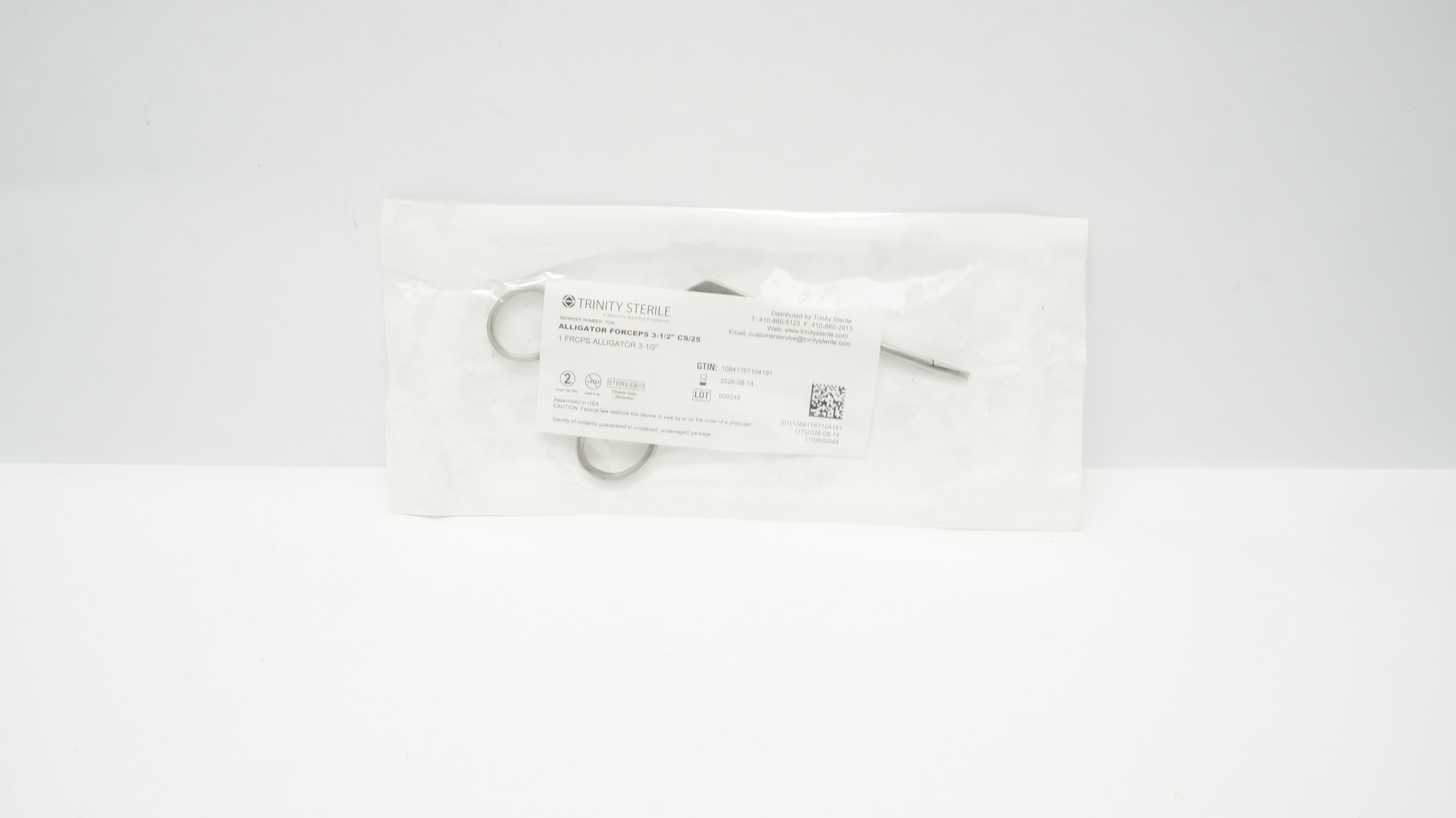 Trinity Sterile 7039 Alligator Forceps 3-1/2inch