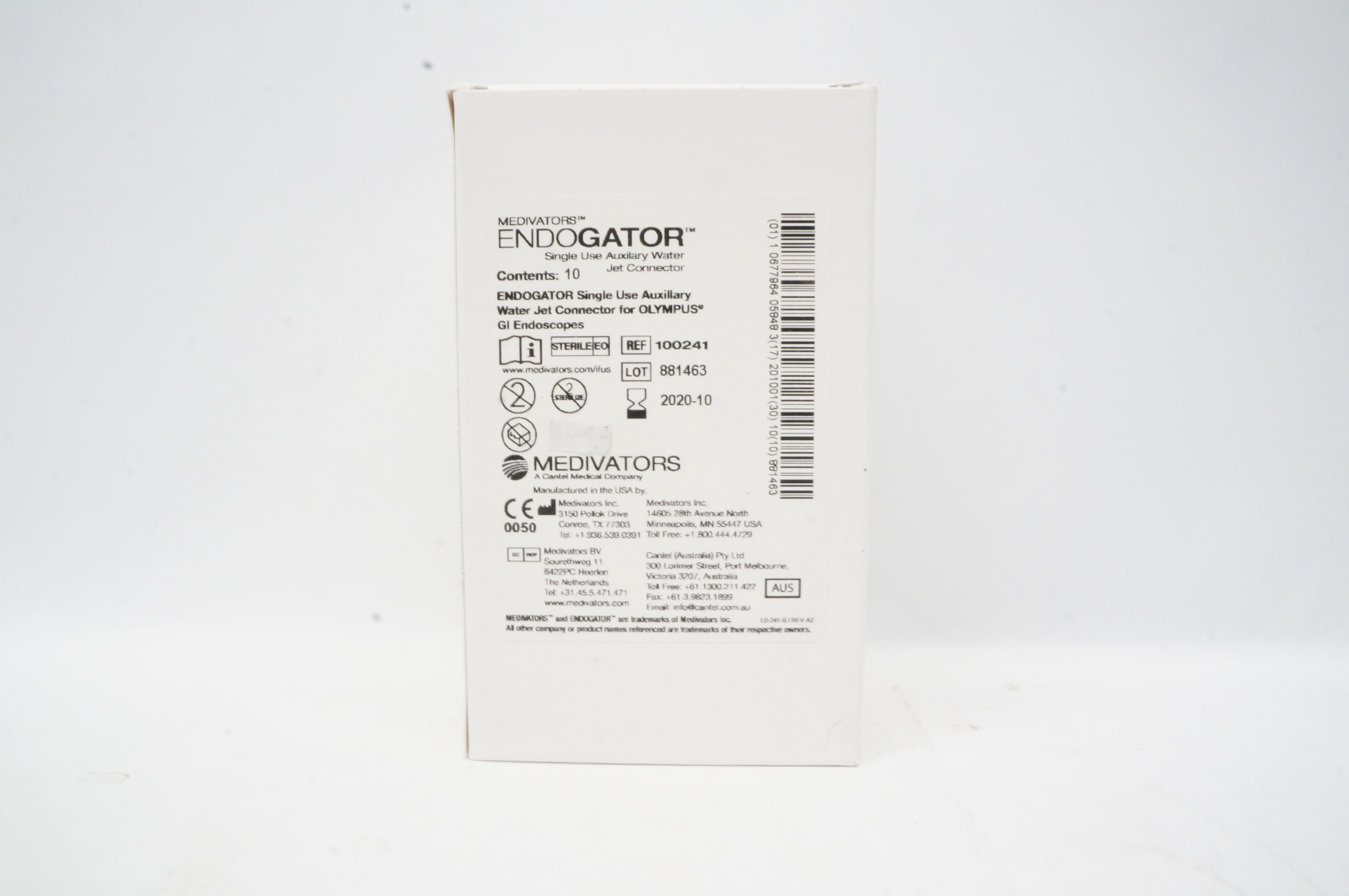 Medivators 100241 Endogator Auxilary Water Jet Connector (x) - Box of 10
