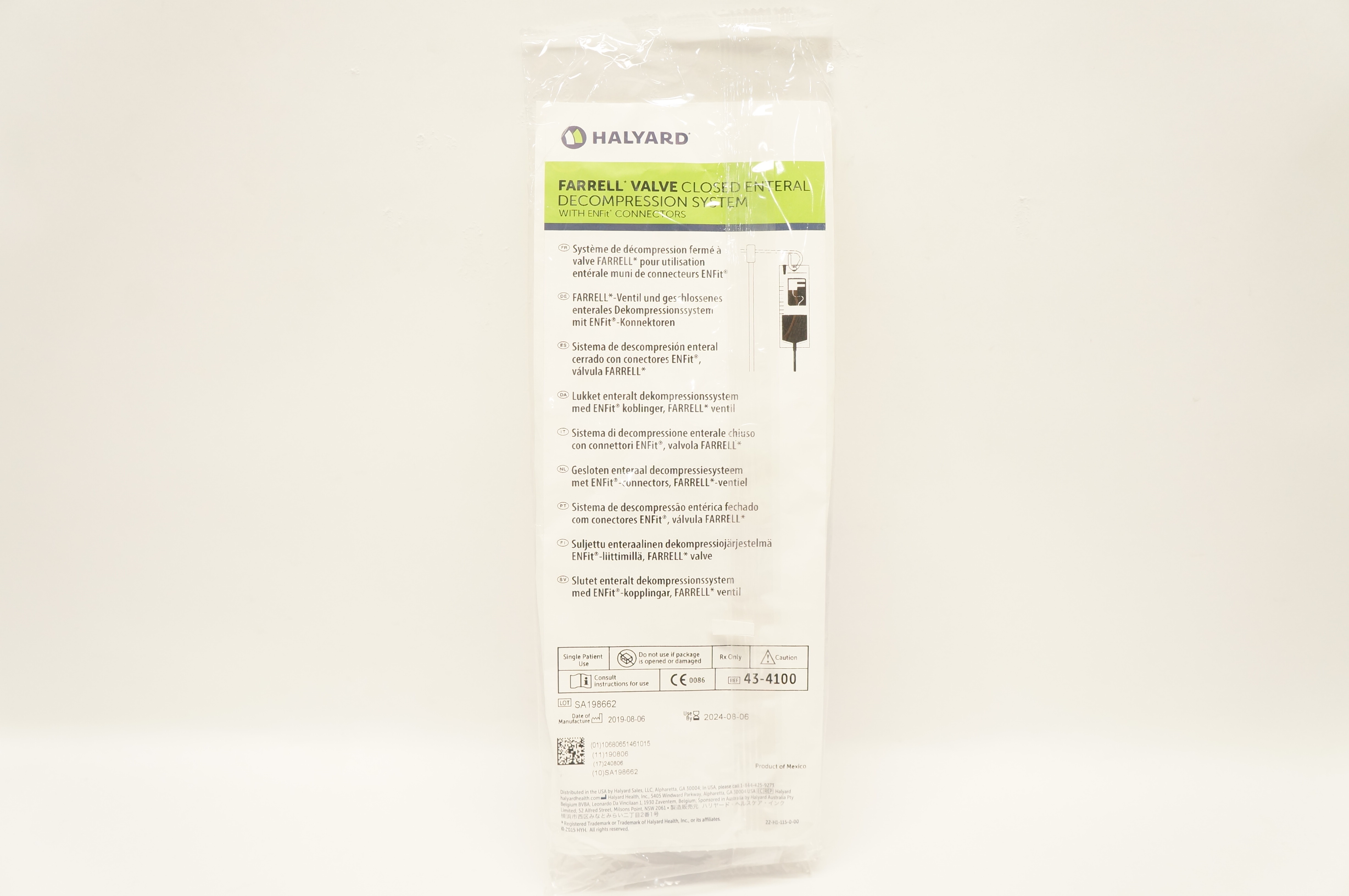 Halyard 43-4100 Farrel Valve Closed Enteral Decompression System