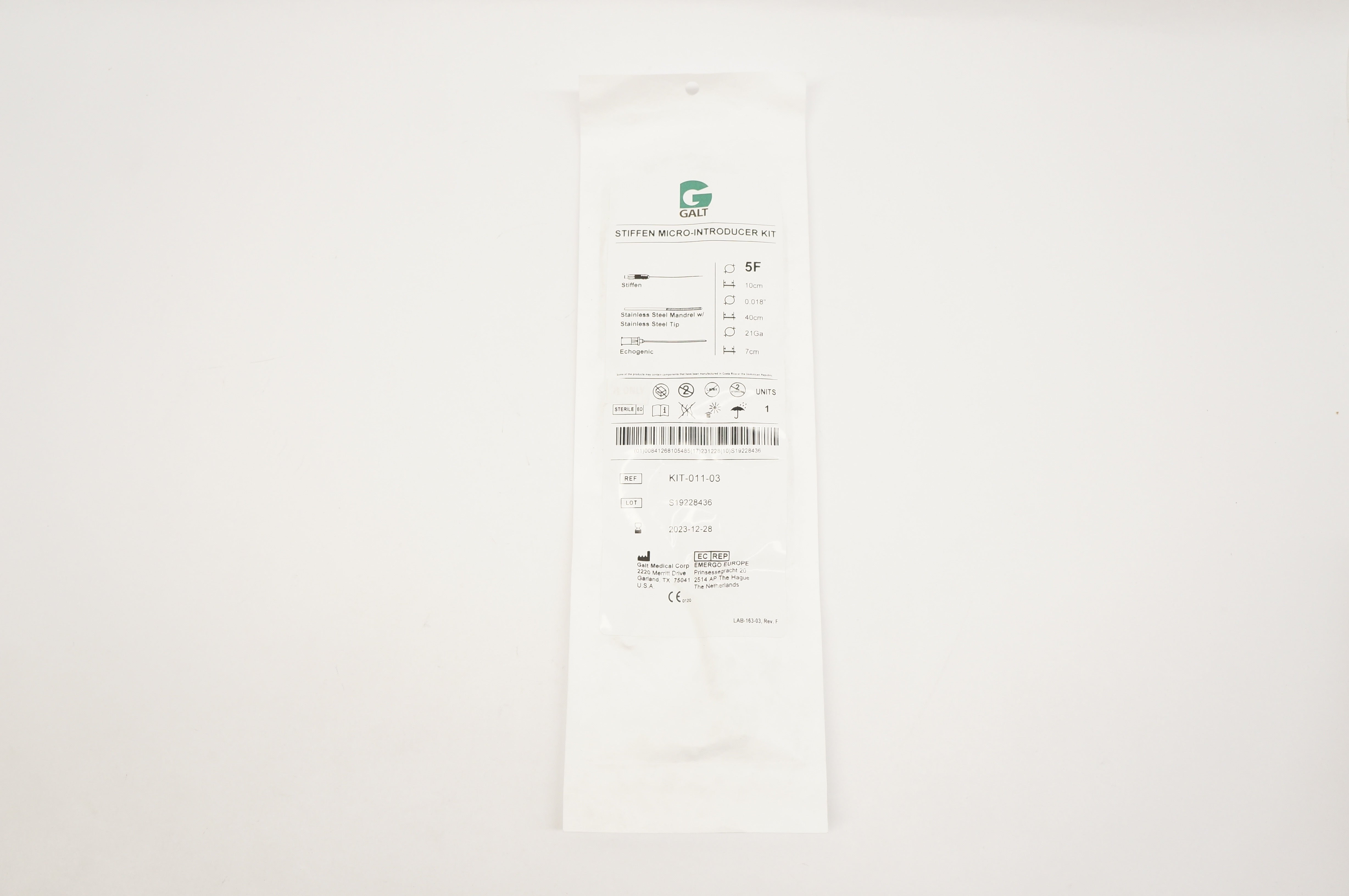 Galt KIT-011-03 Stiffen Micro-Introducer Kit 5F