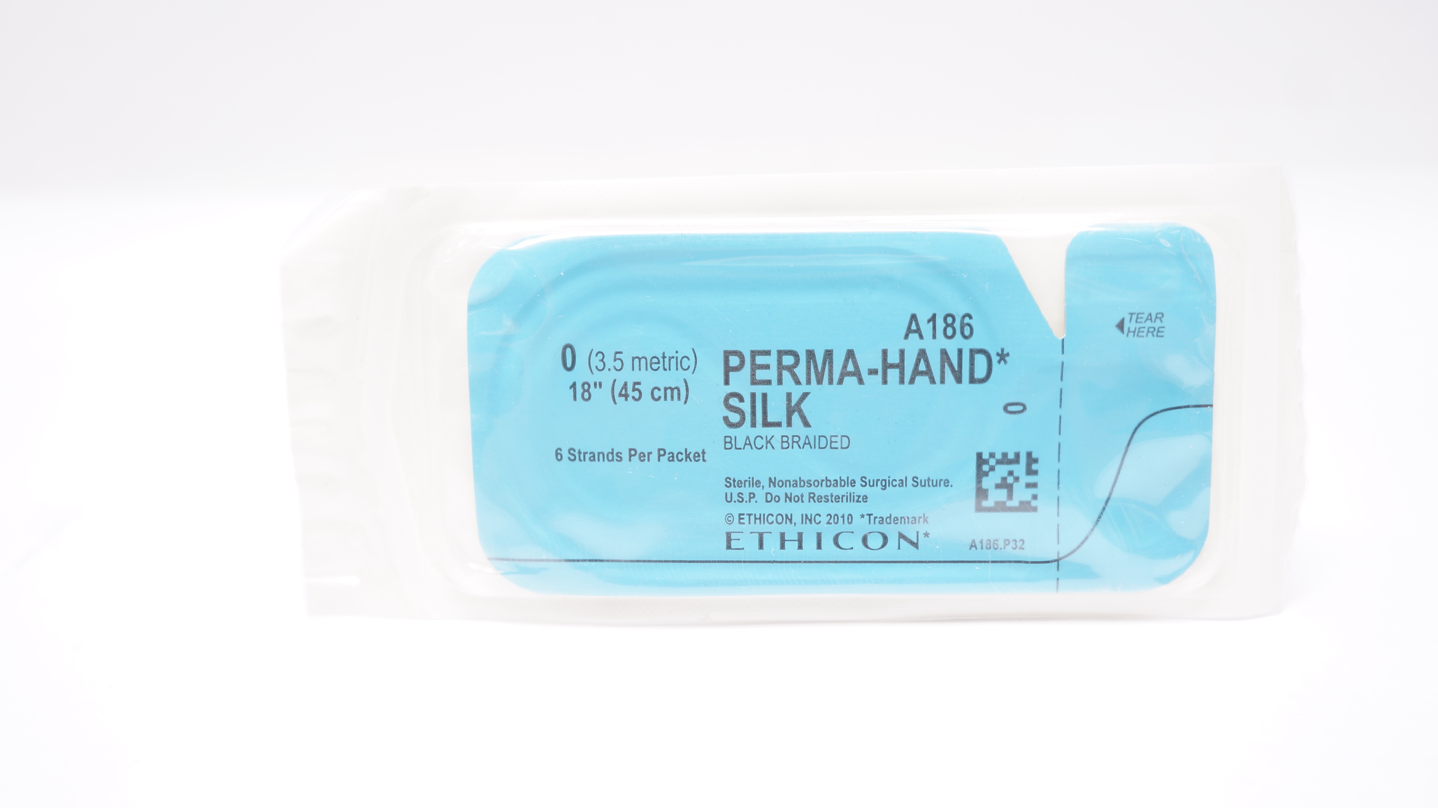 Ethicon A186 0 Perma-Hand Silk Black Braided Surgical Stre, 18 inch