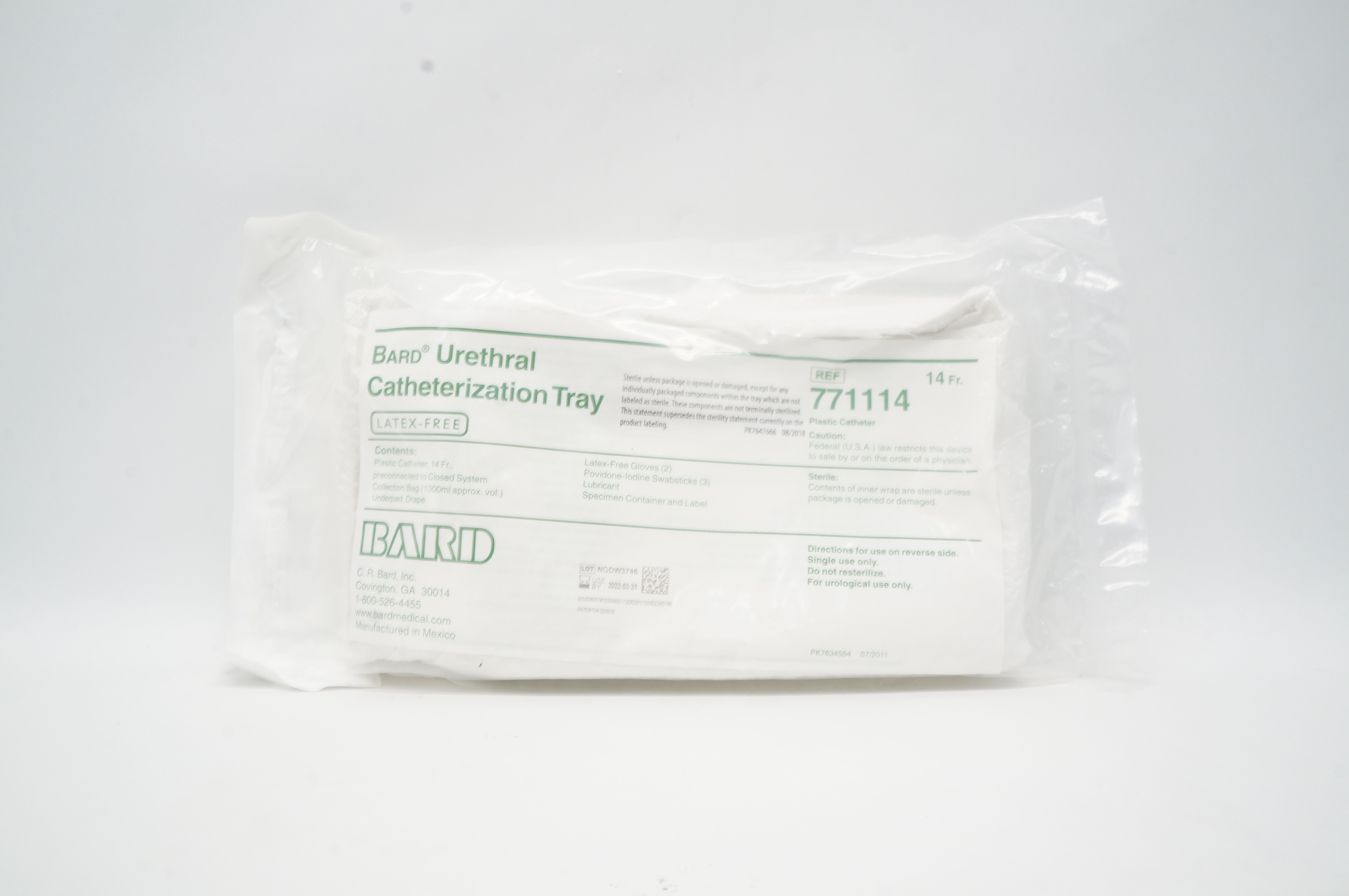 Bard 771114 Urethral Catheterization Tray 14Fr
