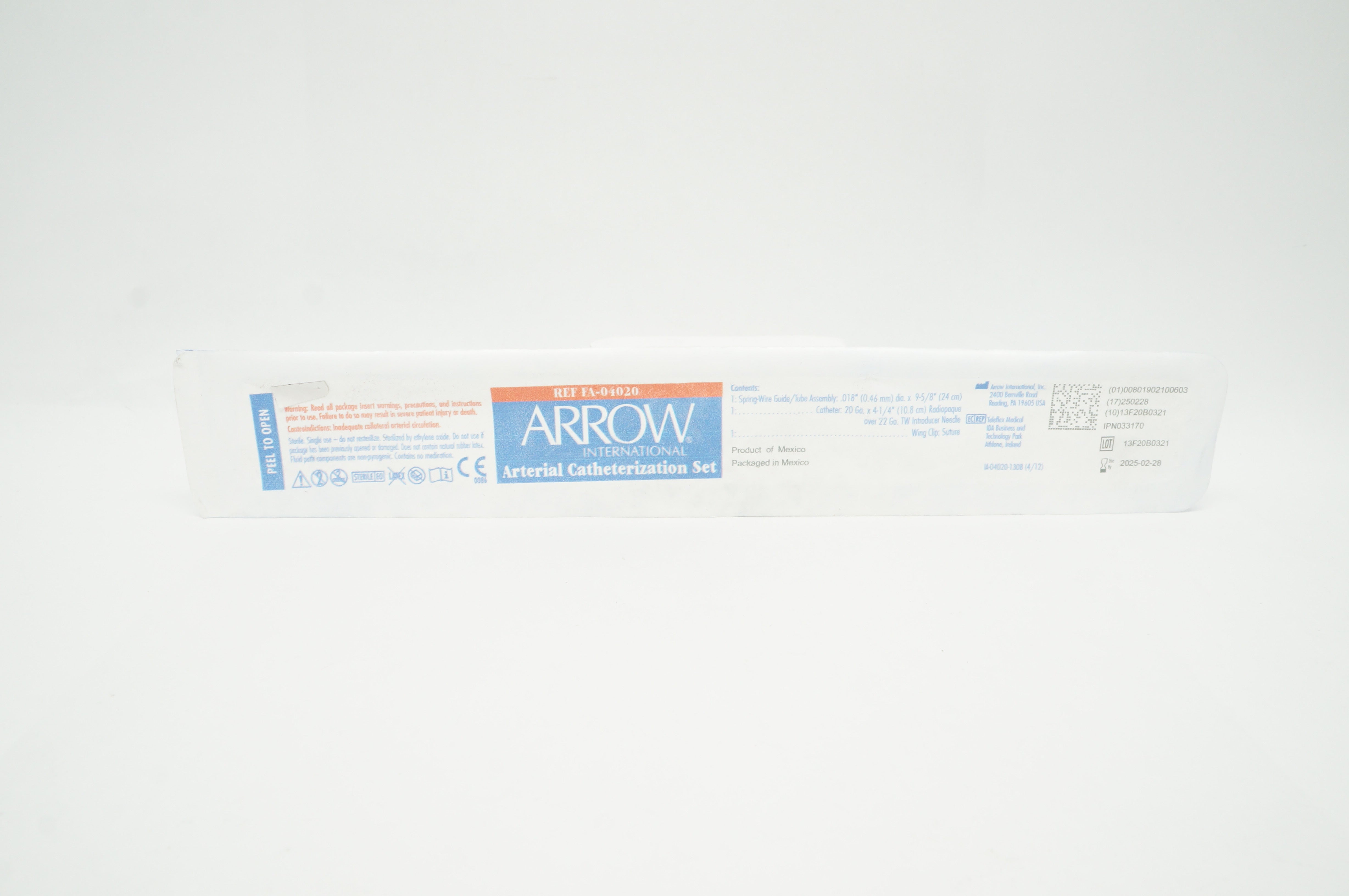 Arrow FA-04020 Radial Artery Catheterization Set 20Ga x 4 1