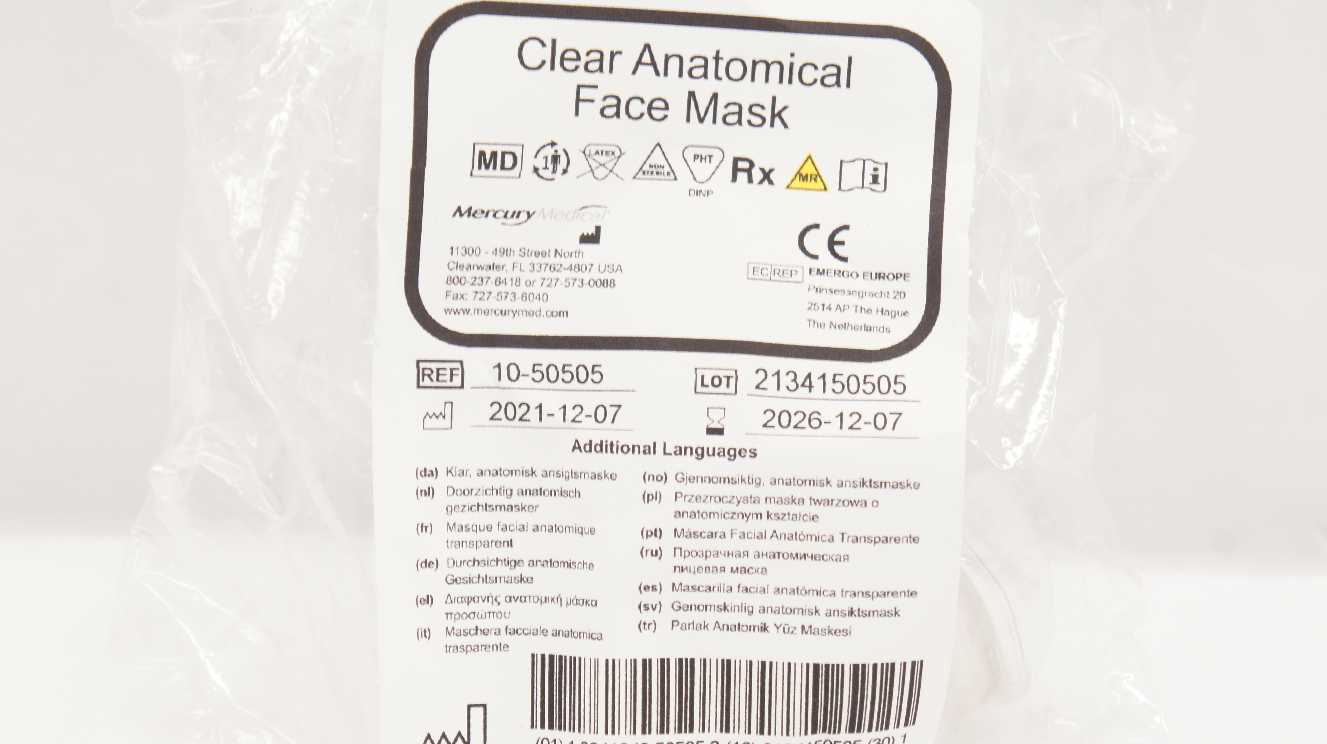 Mercury Medical 10-50505 Clear Anatomical Neonatal Face Mask