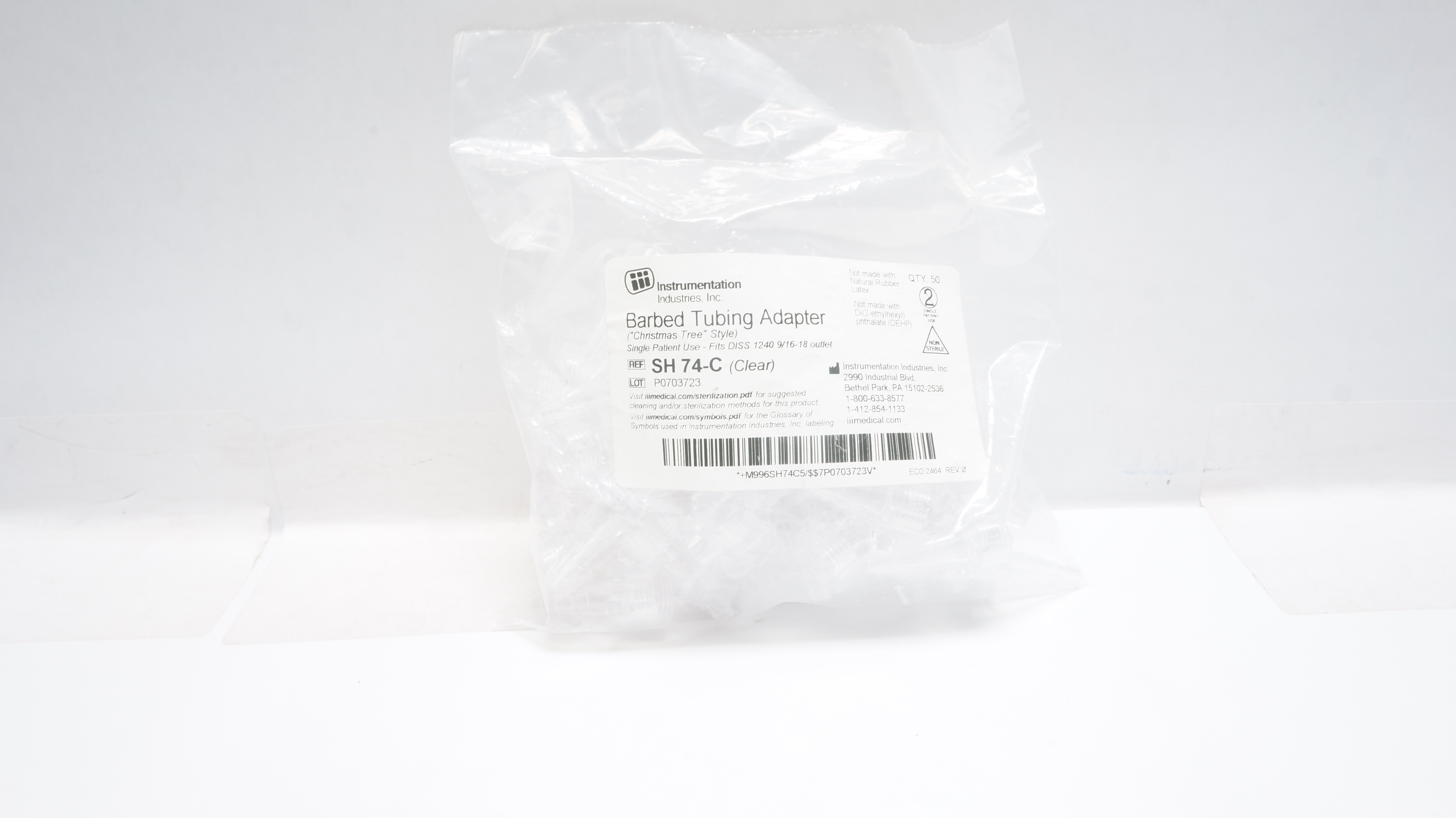 Instrumentation Industries SH74-C Barbed Tubing Adapter - Pack of 50