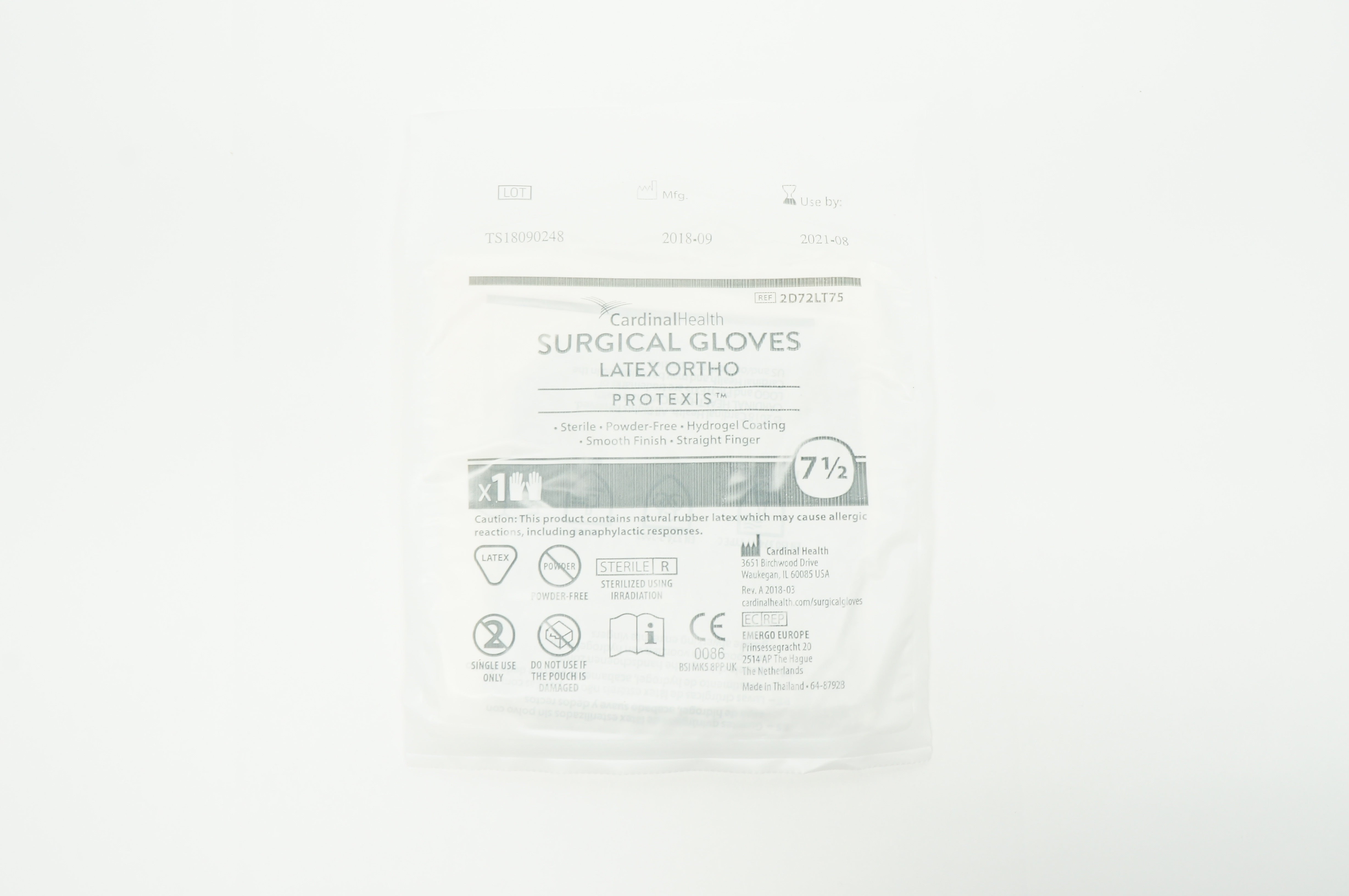 Cardinal Health 2D72LT75 Protexis Gloves Latex Ortho, Size 7 1/2