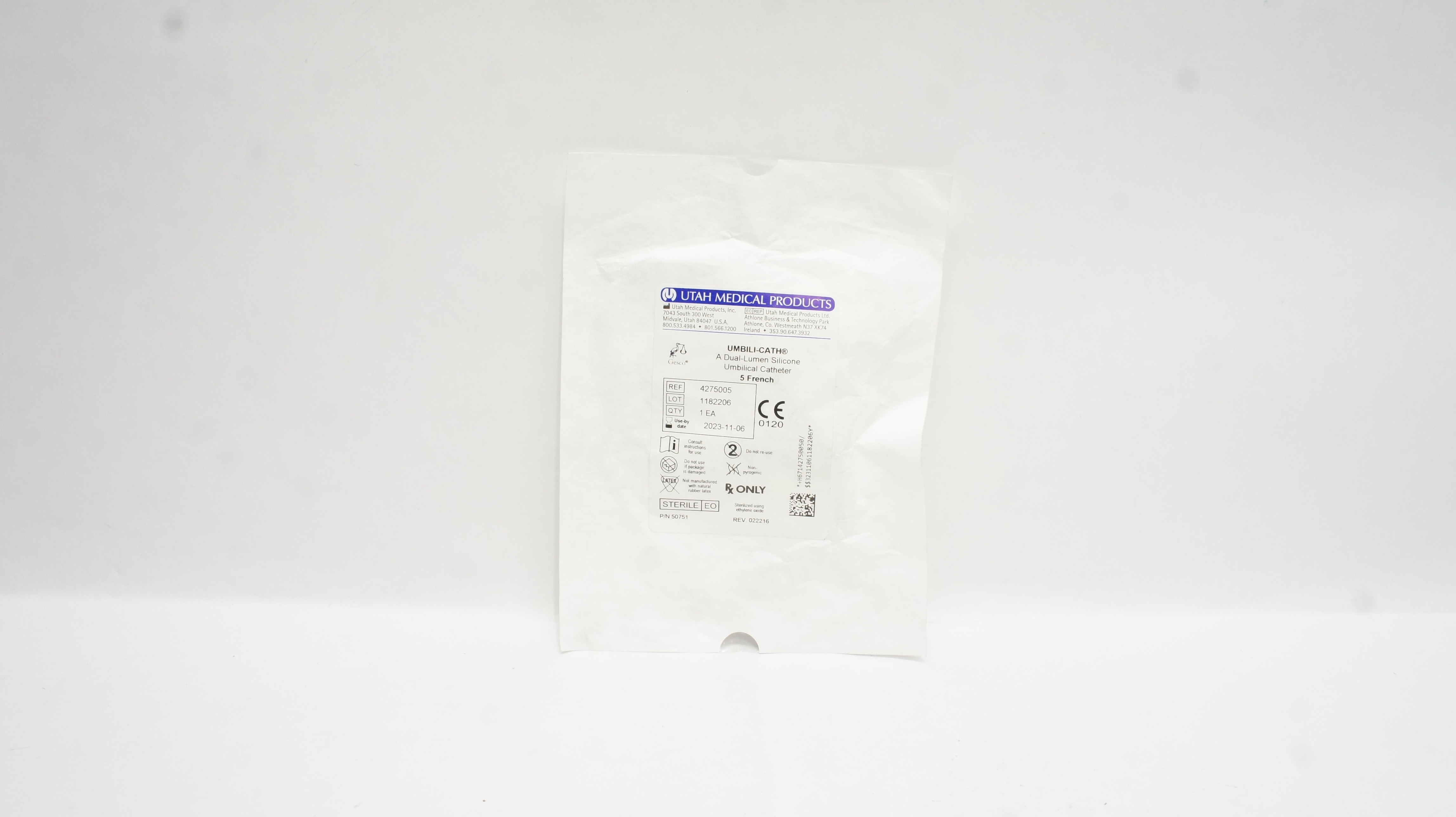 Utah Medical 4275005 Dual-Lumen Polyurethane Umbilical Cath. 5F (x)