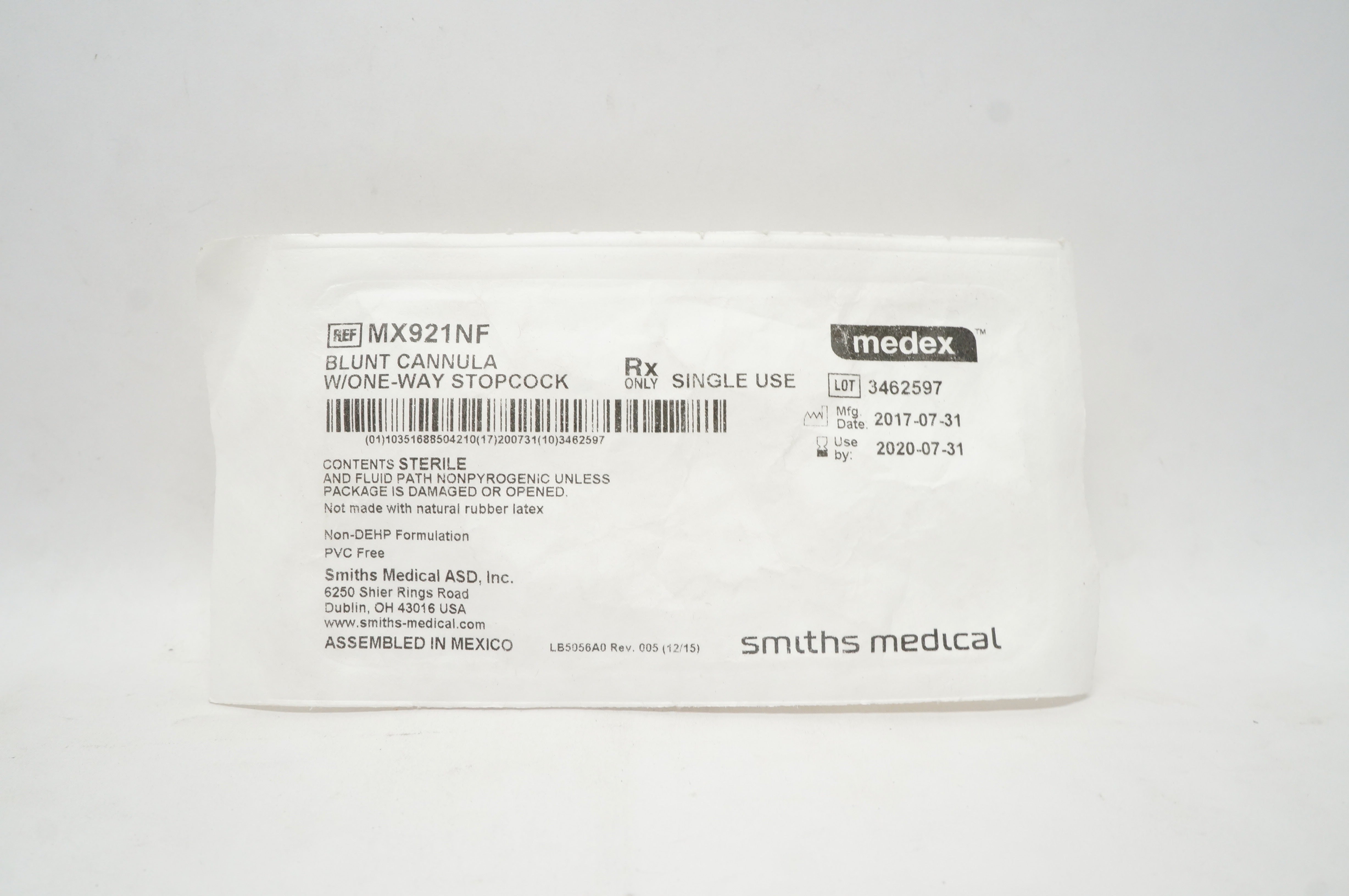 Smiths Medical MX921NF Medex Blunt Cannula W/One-Way Stopcock (x)
