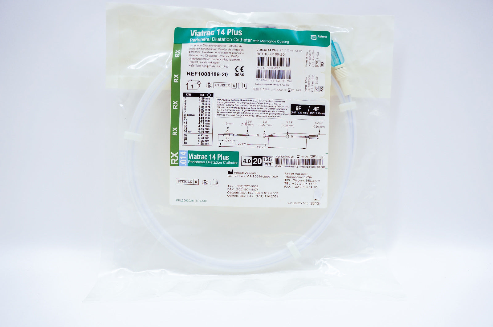 Abbott 100818920 Viatric 14 Plus Preipheral Dilatation Cath. 6F, 20 x