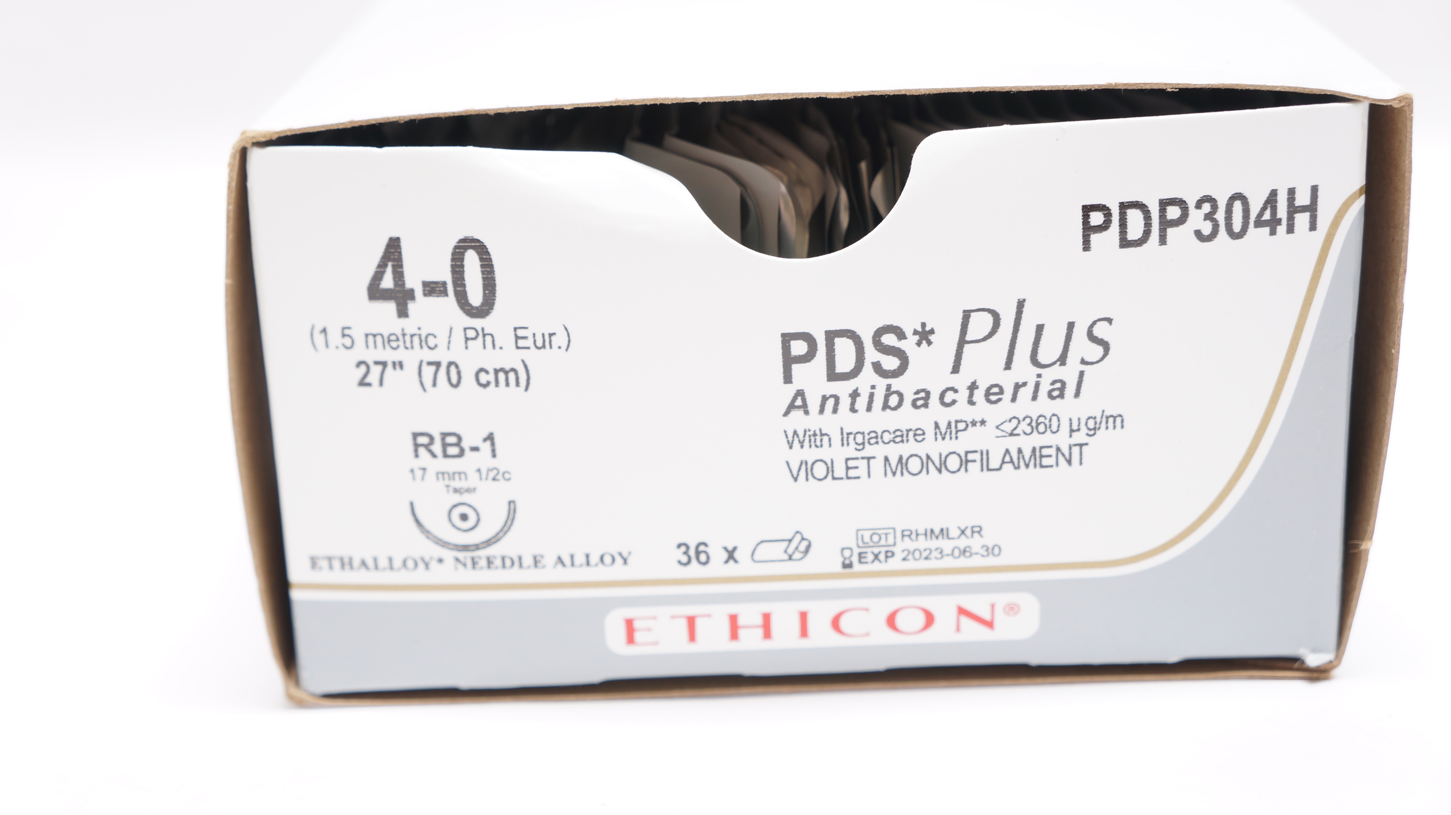 Ethicon PDP304H 4-0 PDS Plus Stre RB-1 17mm 1/2c Taper 27inch (x) - Pack of 34