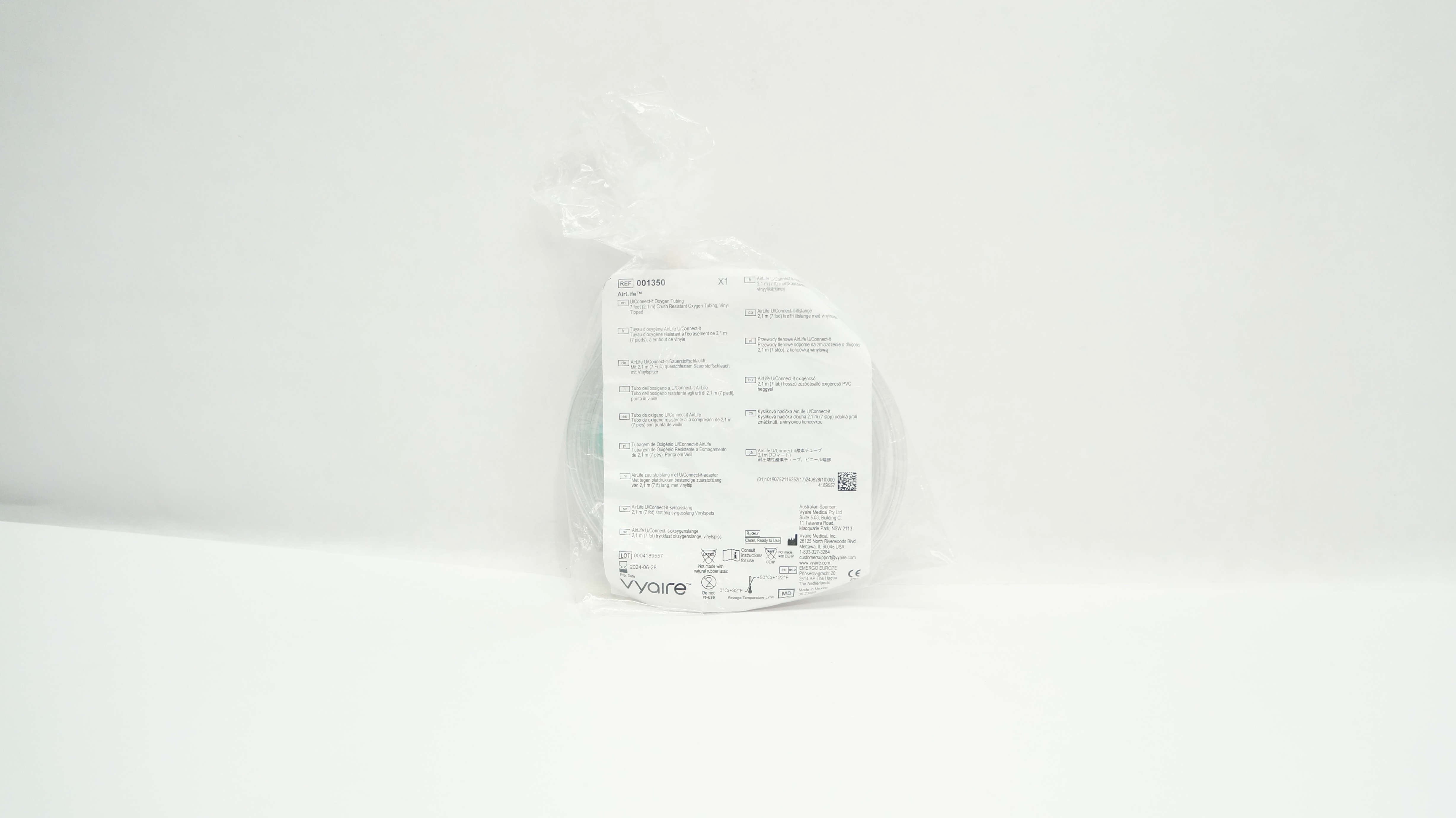 Vyaire 001350 Airlife U/Connect-it Oxygen Tubing 7 feet
