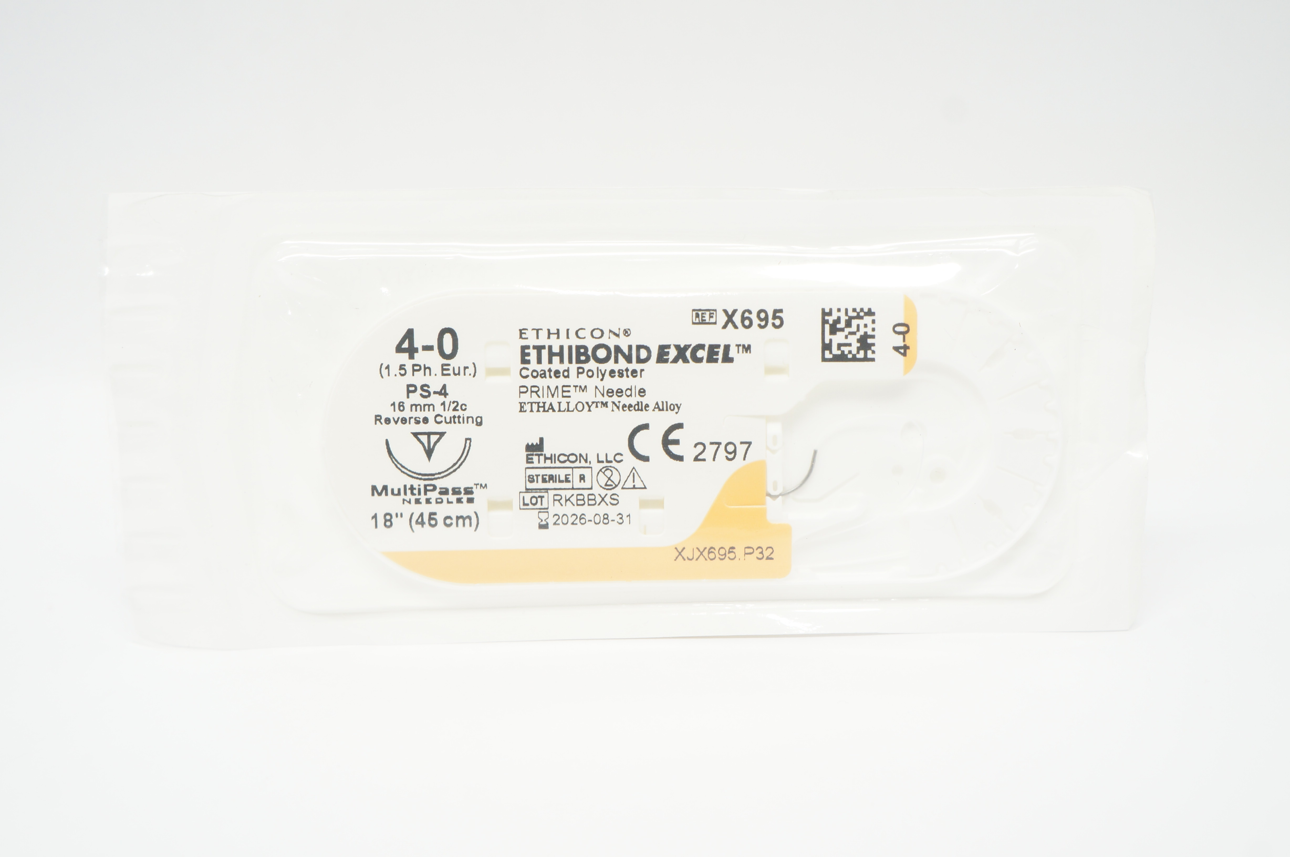 Ethicon X695 4-0 Ethibond Excel PS-4 16mm 1/2c Reverse Cutting 18 inch