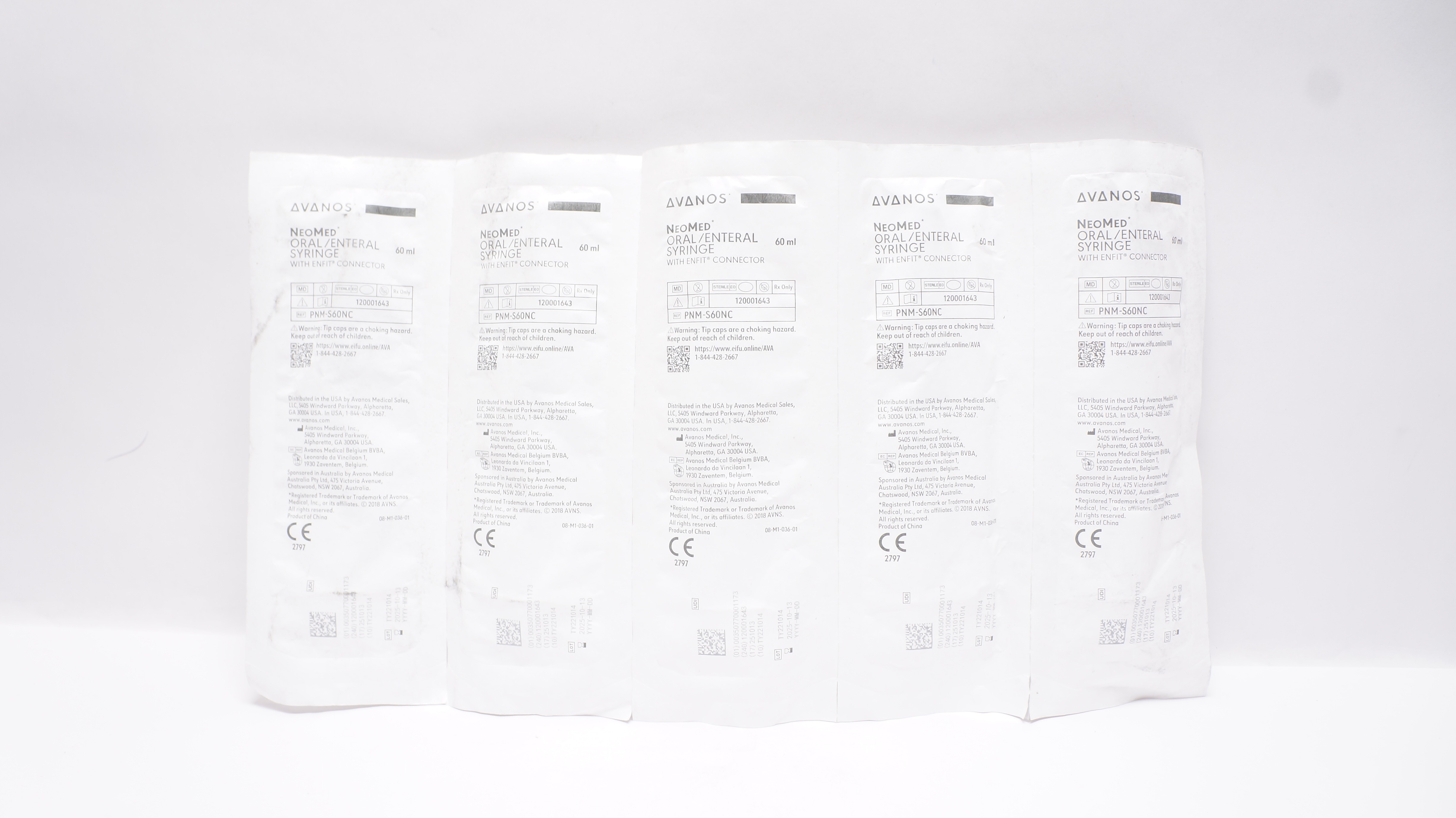 Avanos PNMS60NC NeoMed Oral/Enteral Syringe w/ENFIT Connector 60mL