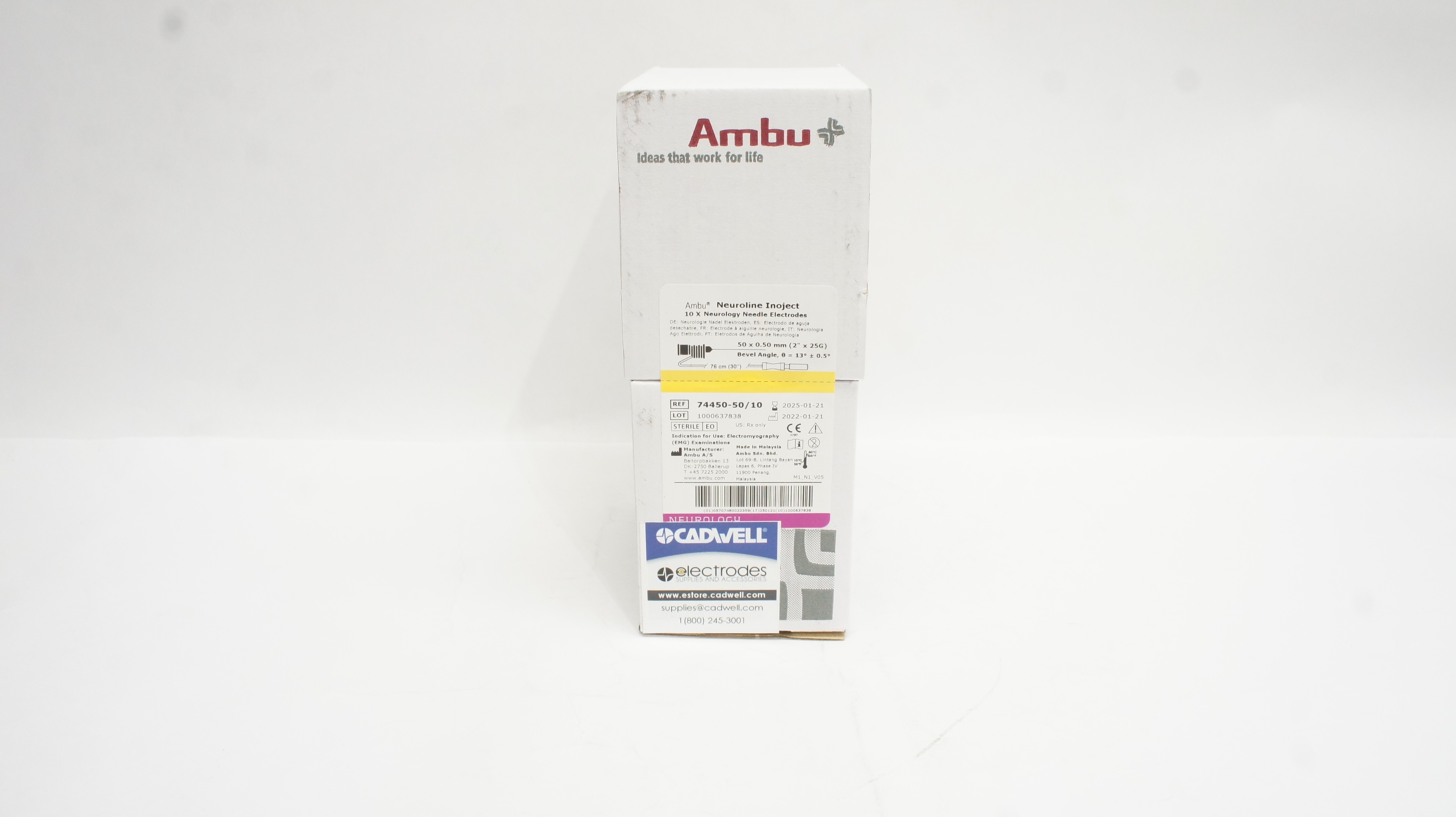 Ambu 74450-50/10 Neuroline Inoject Neurology Needle Electrodes 50 x 0.50mm - Box of 10