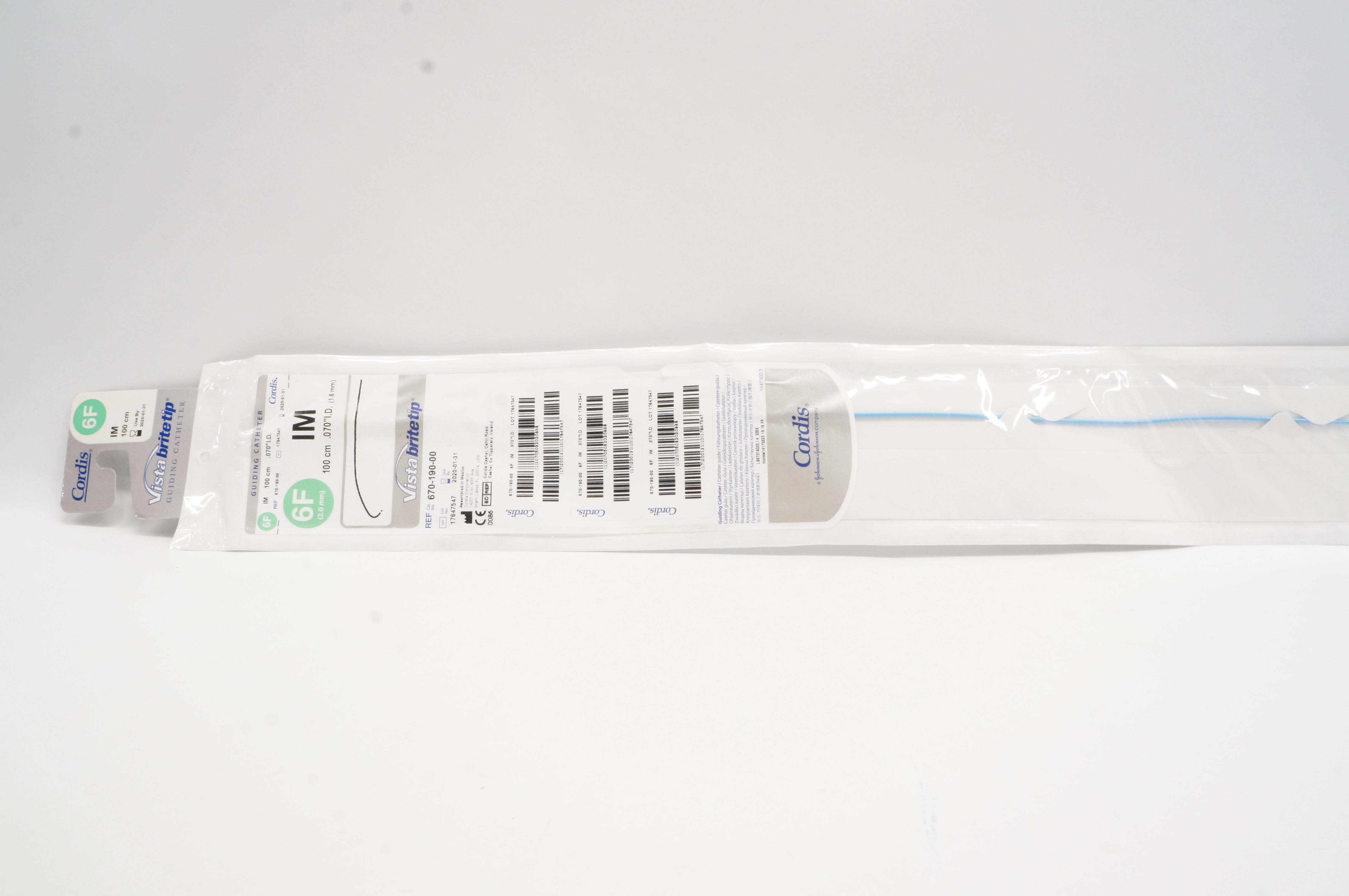 Cordis 67019000 Vistabritetip Guiding Catheter 6F IM x 100cm x