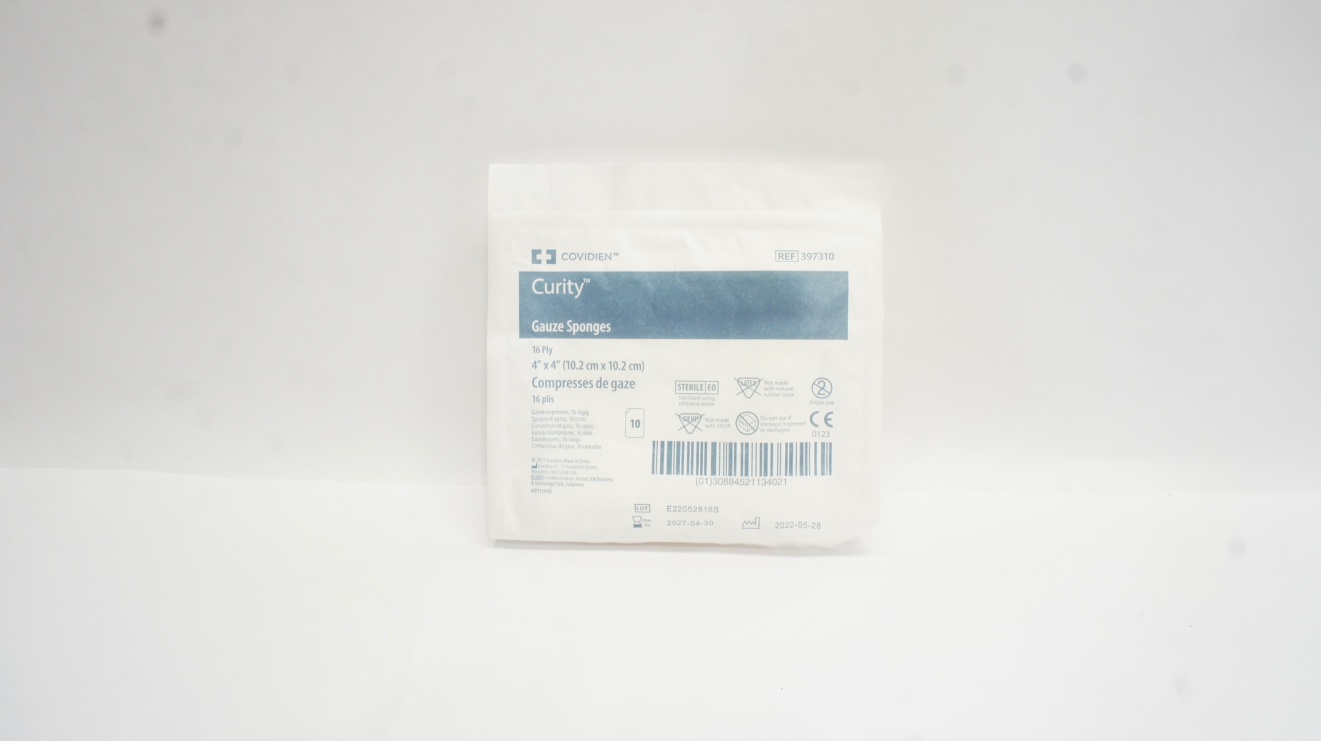 Covidien 397310 Curity Gauze Sponges 16Ply 4 x 4inch - Pack of 10