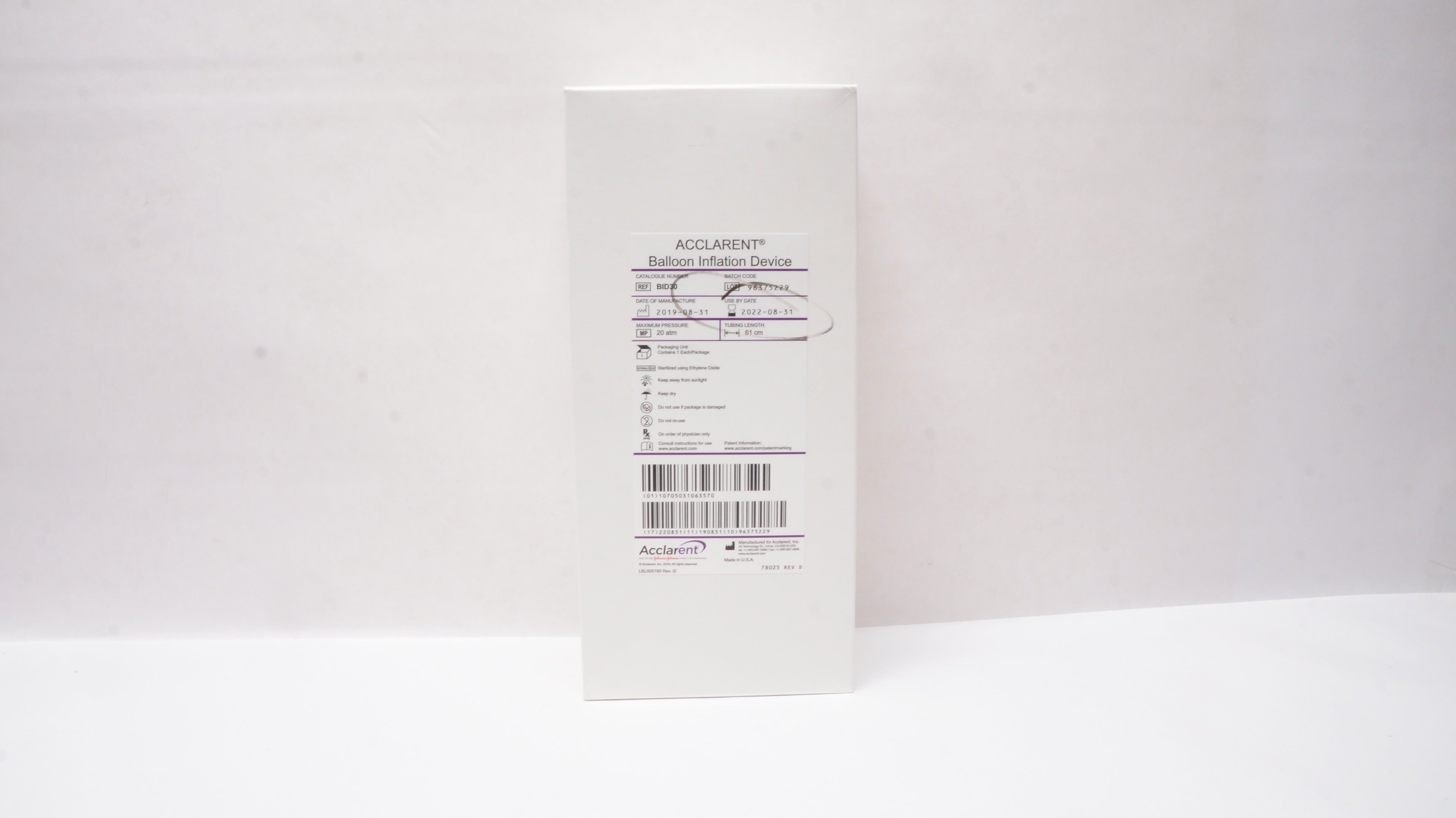 Acclarent BID30 Balloon Inflation Device 20atm x 61cm (x)