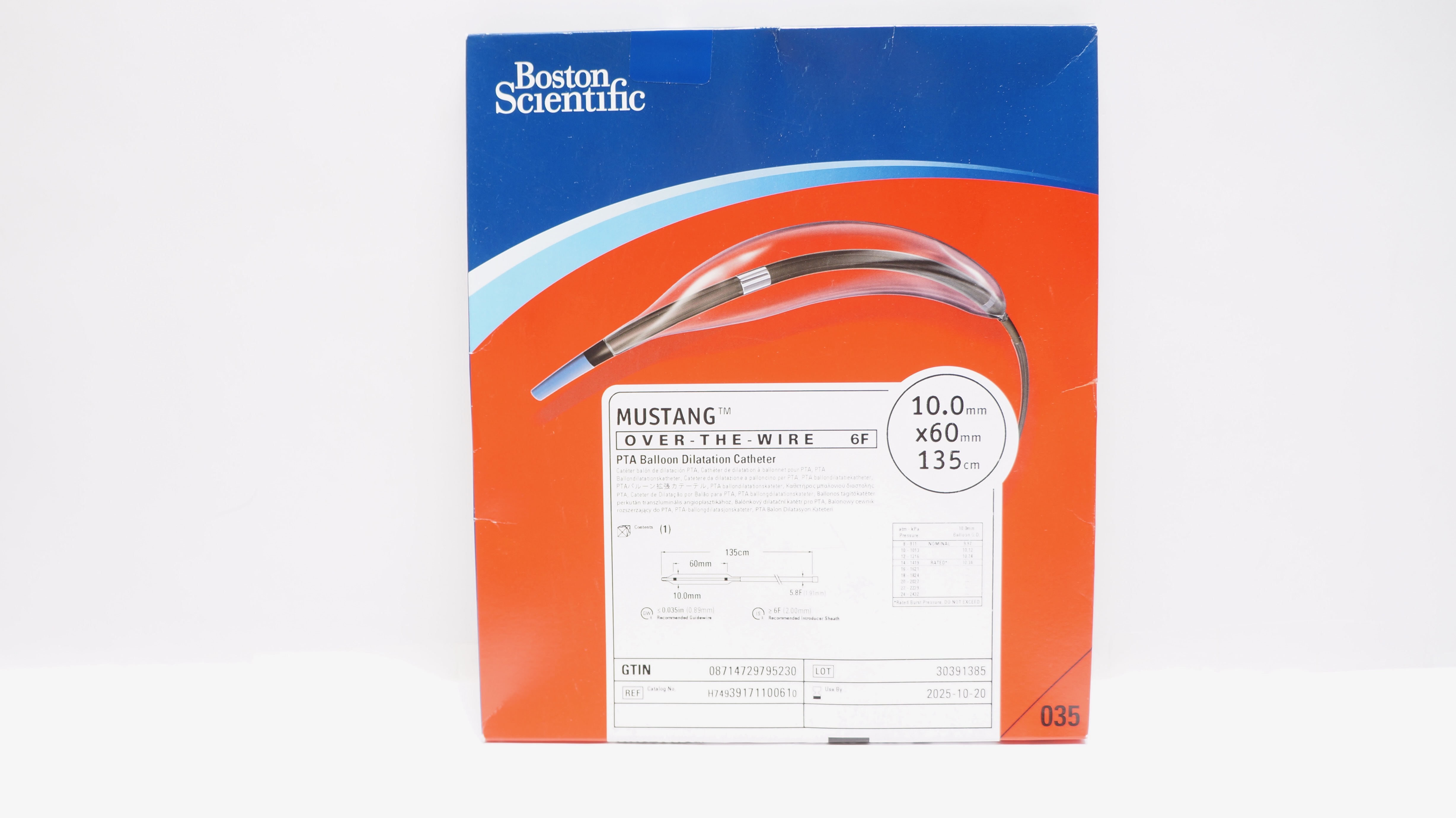 Boston Scientific 3917110061 Mustang OTV 6F, PTA Balloon Dilatation Cath.