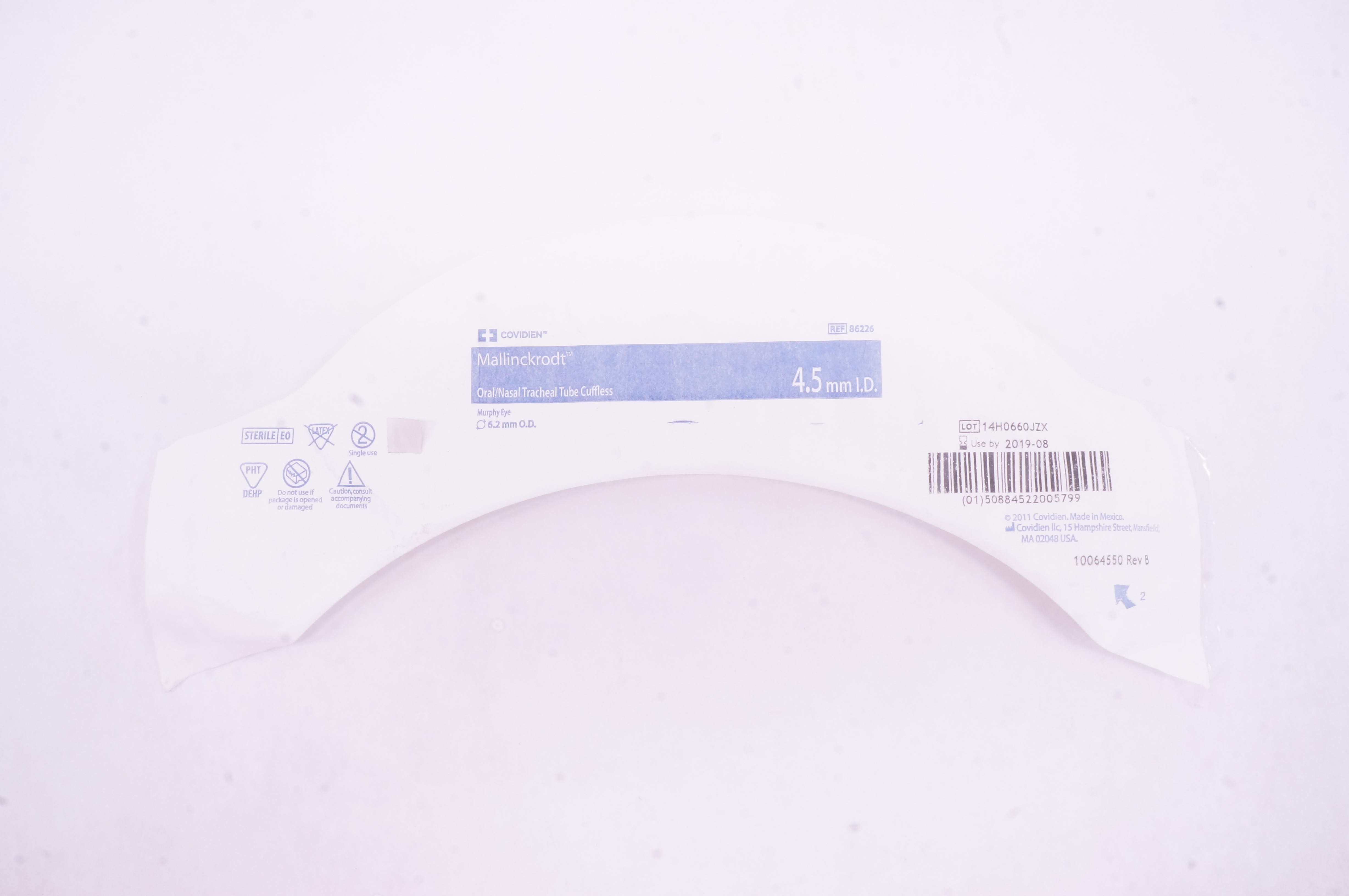 Covidien 86226 Mallinckrodt Oral/Nasal Tracheal Tube Cuffless 4.5mm x 6.2mm (x)