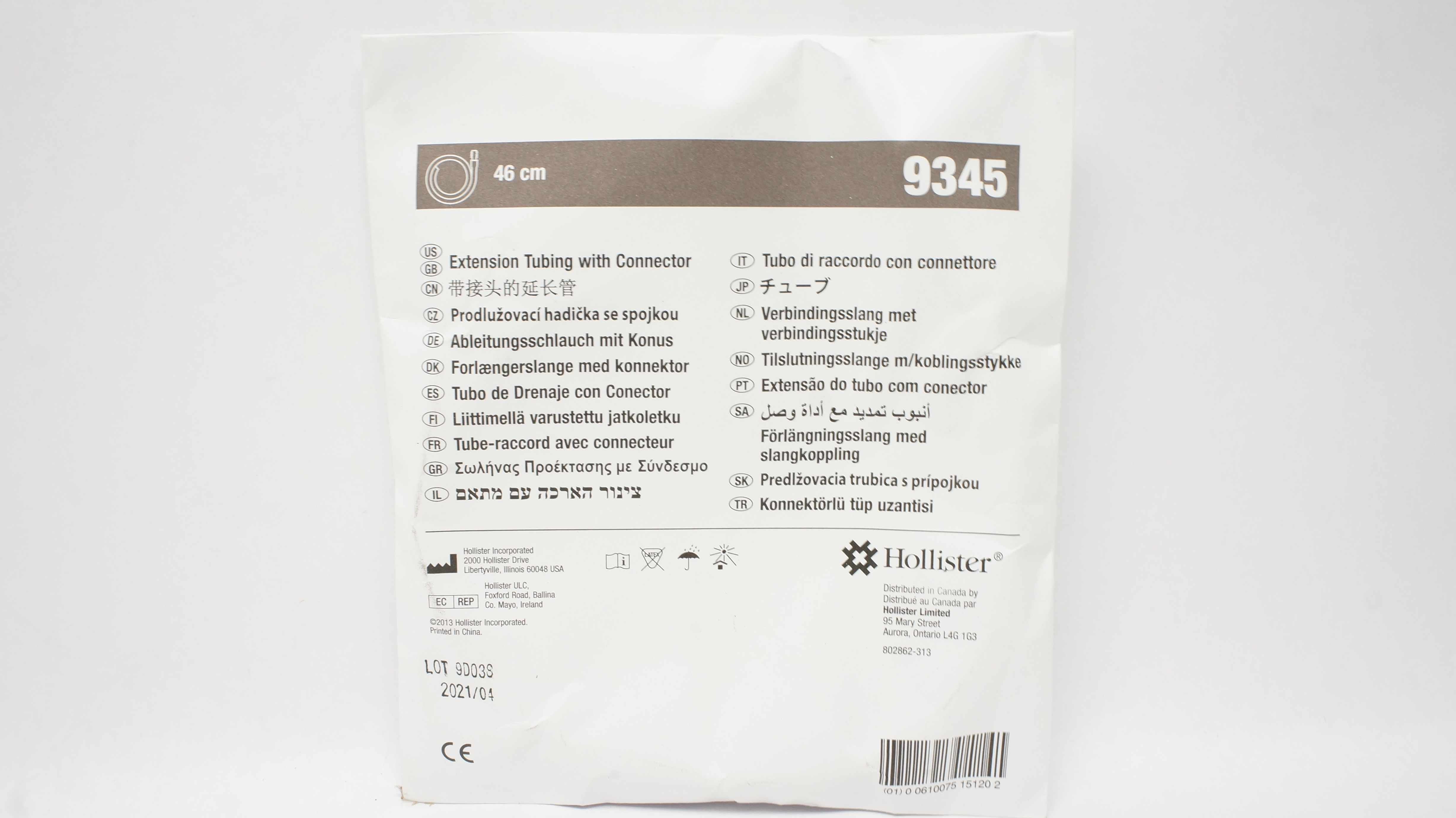 Hollister 9345 Extension Tubing with Connector 46cm