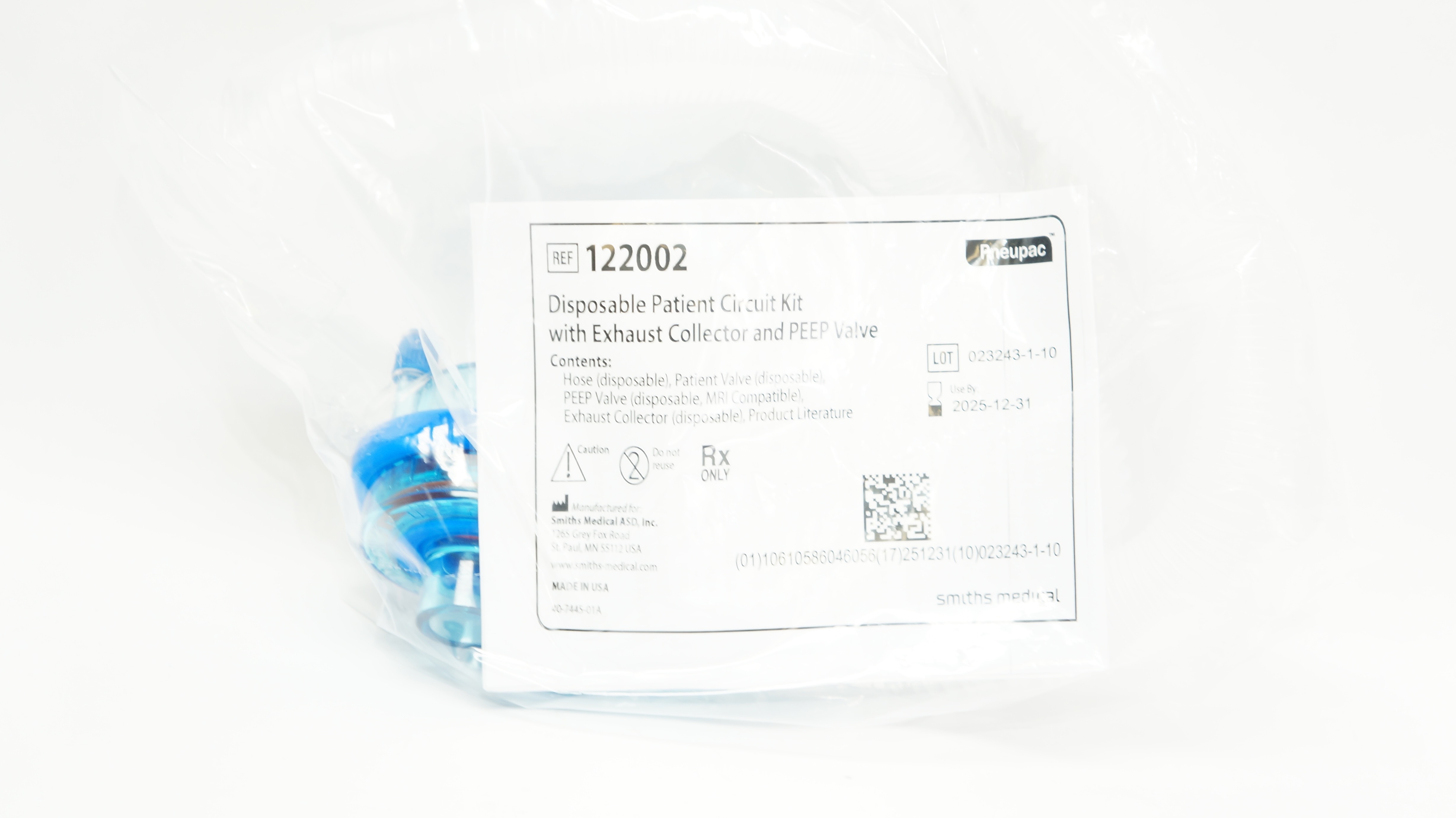 Smiths Medical 122002 Disposable Patient Circuit Kit W/Exhaust Collector