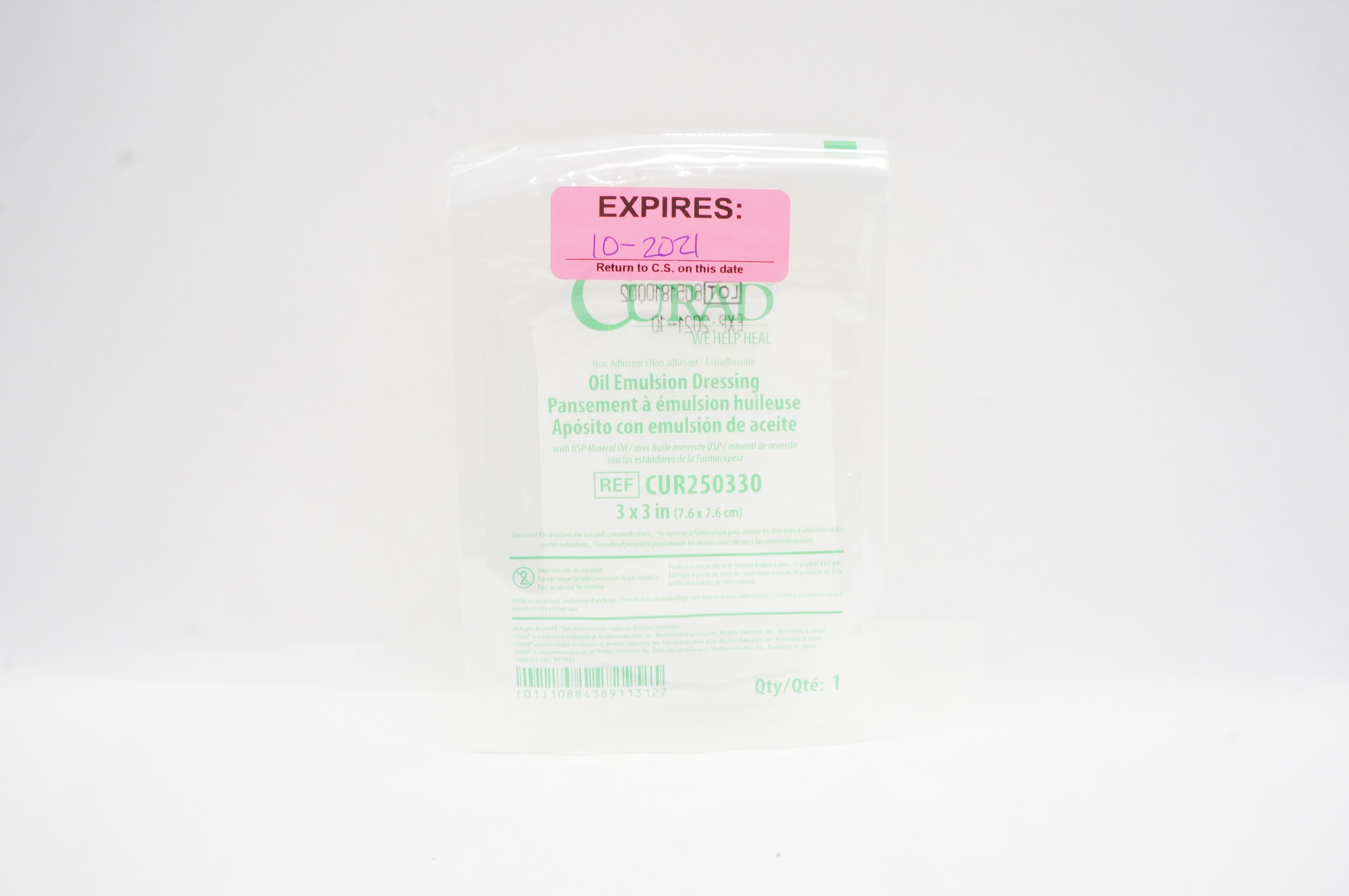 Medline CUR250330 Curad Non-Adherent Oil Emulsion Dressing 3inch x 3inch (x)