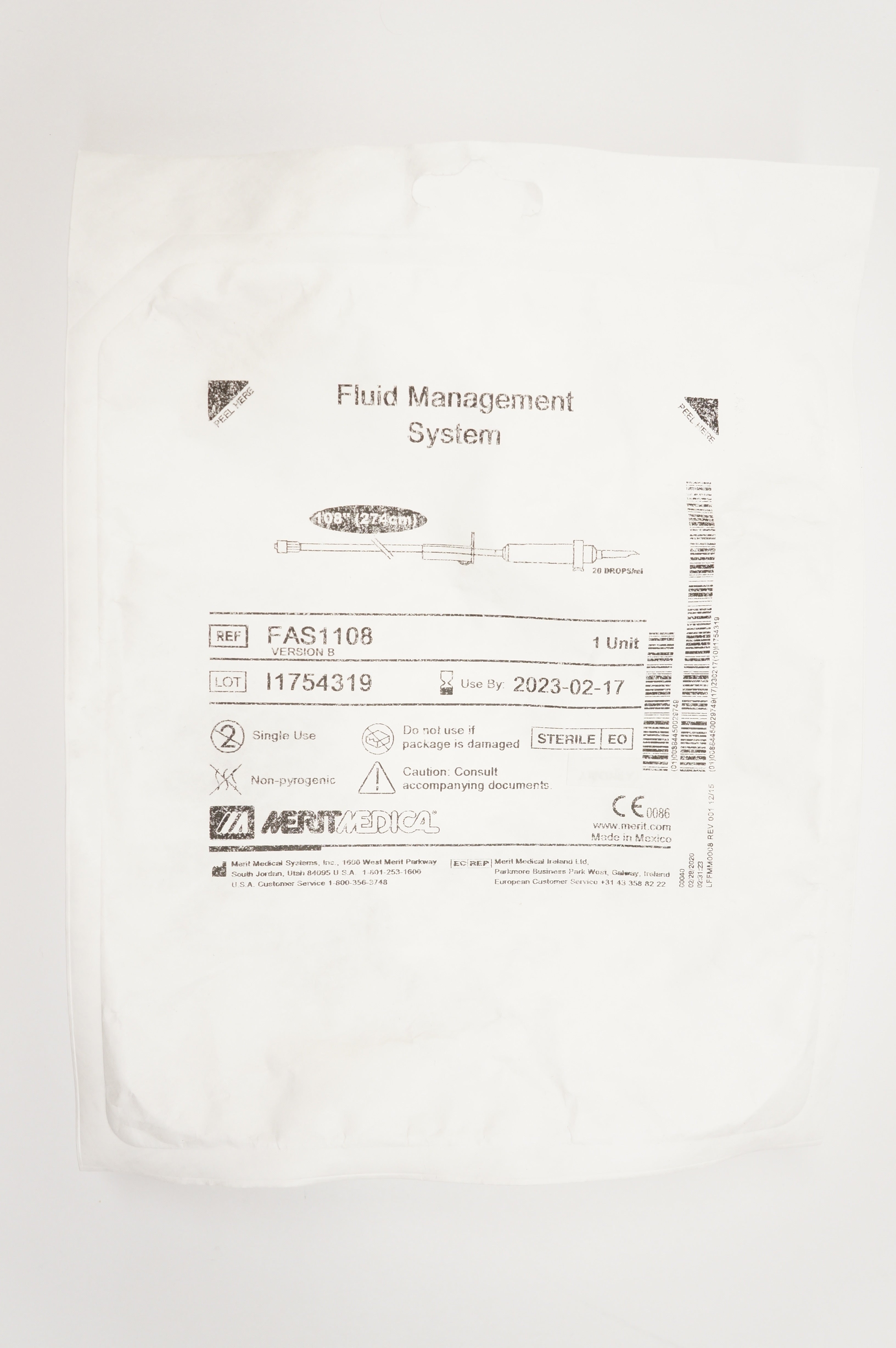 Merit Medical FAS1108 Version B Fluid Management System 108inch
