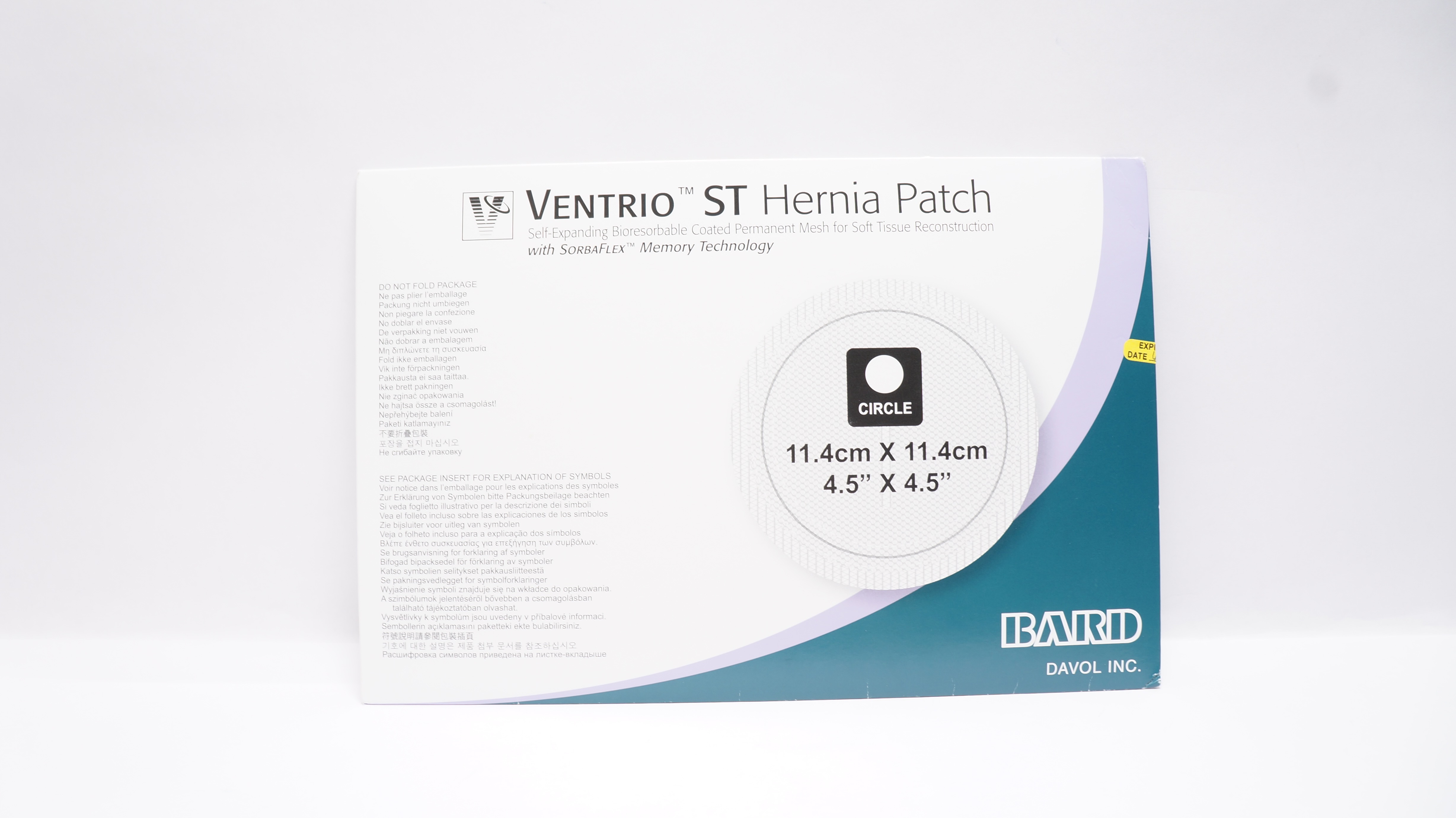 Bard 5950020 Ventrio ST Hernia Patch Bioresorbable Coated Mesh 4.5 x 4.5inch (x)