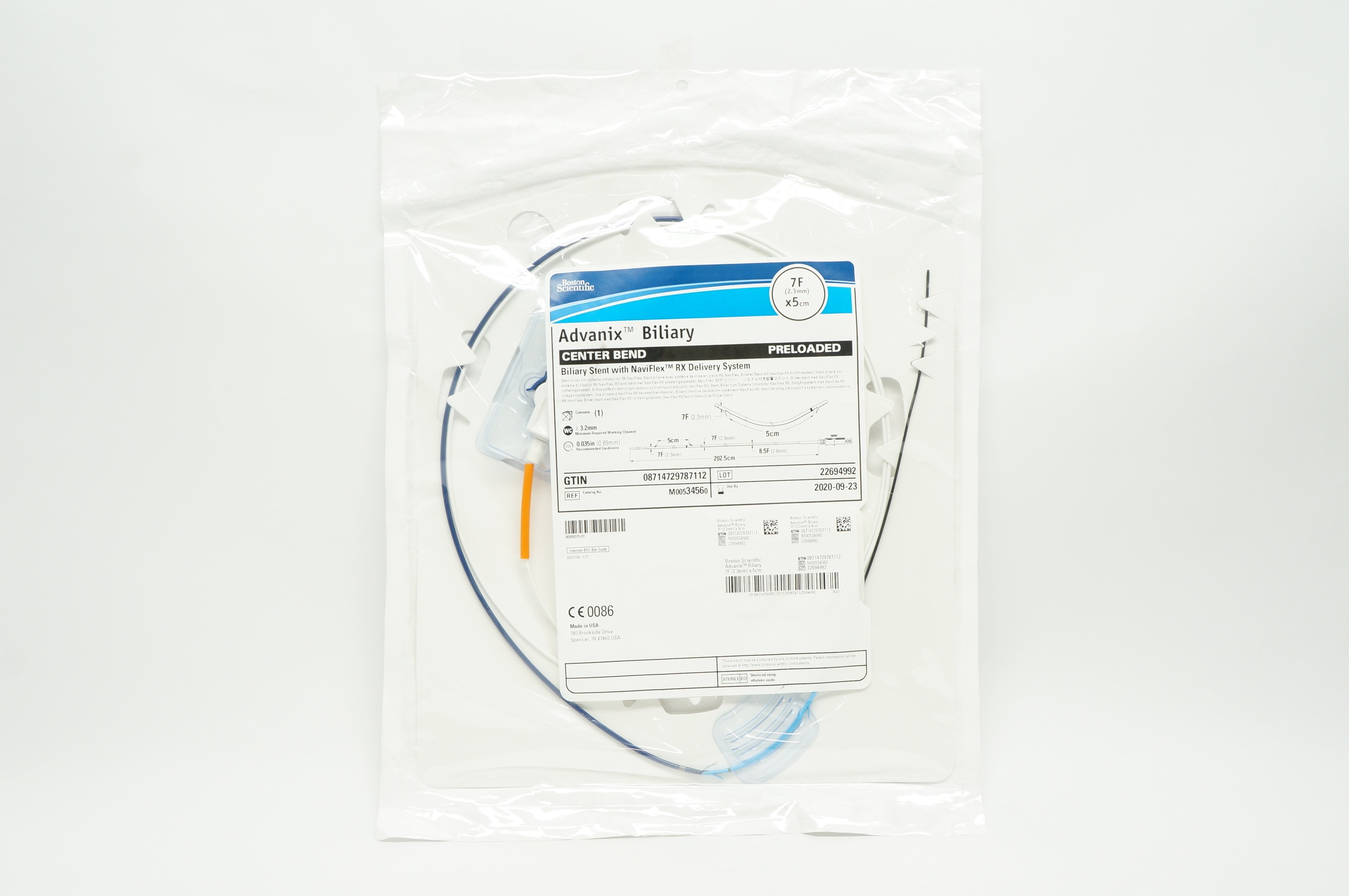 Boston Scientific 3456 Advanix Biliary Center Bend, Preloaded 7F x 5cm (x)