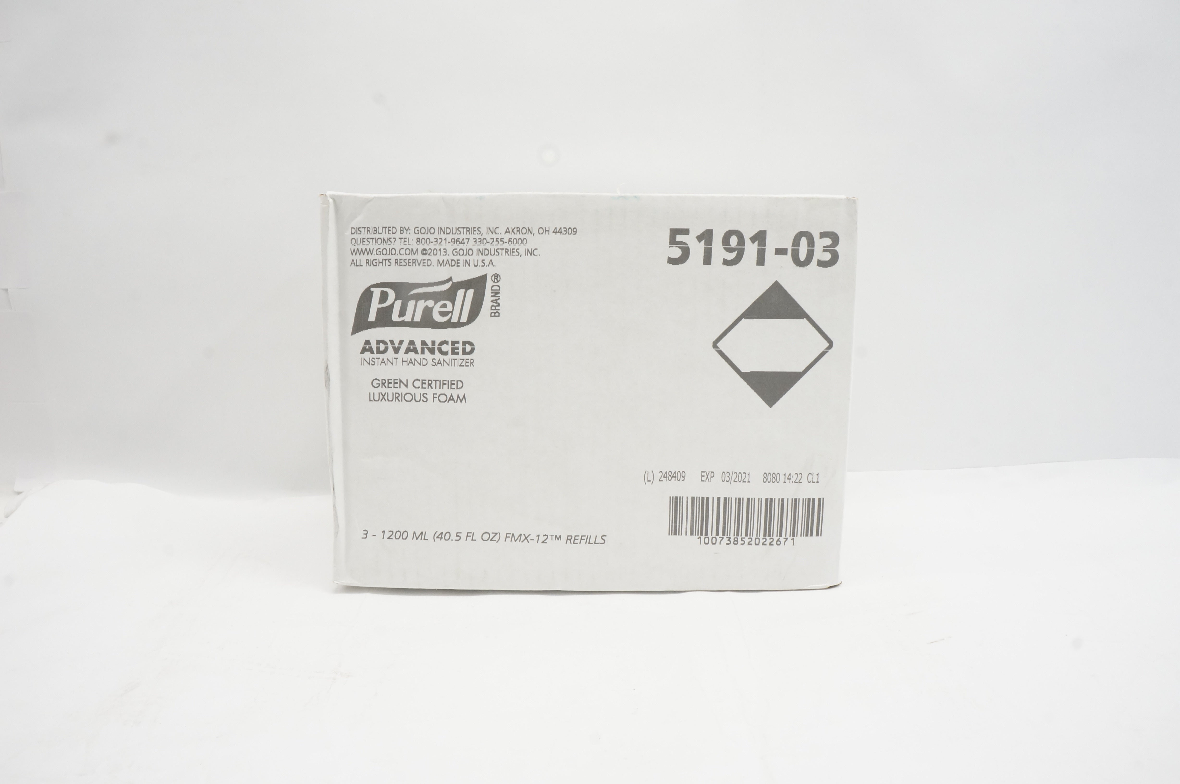 Purell 5191-03 Advanced Instant Hand Sanitizer 1200ml - Box of 3 (x)