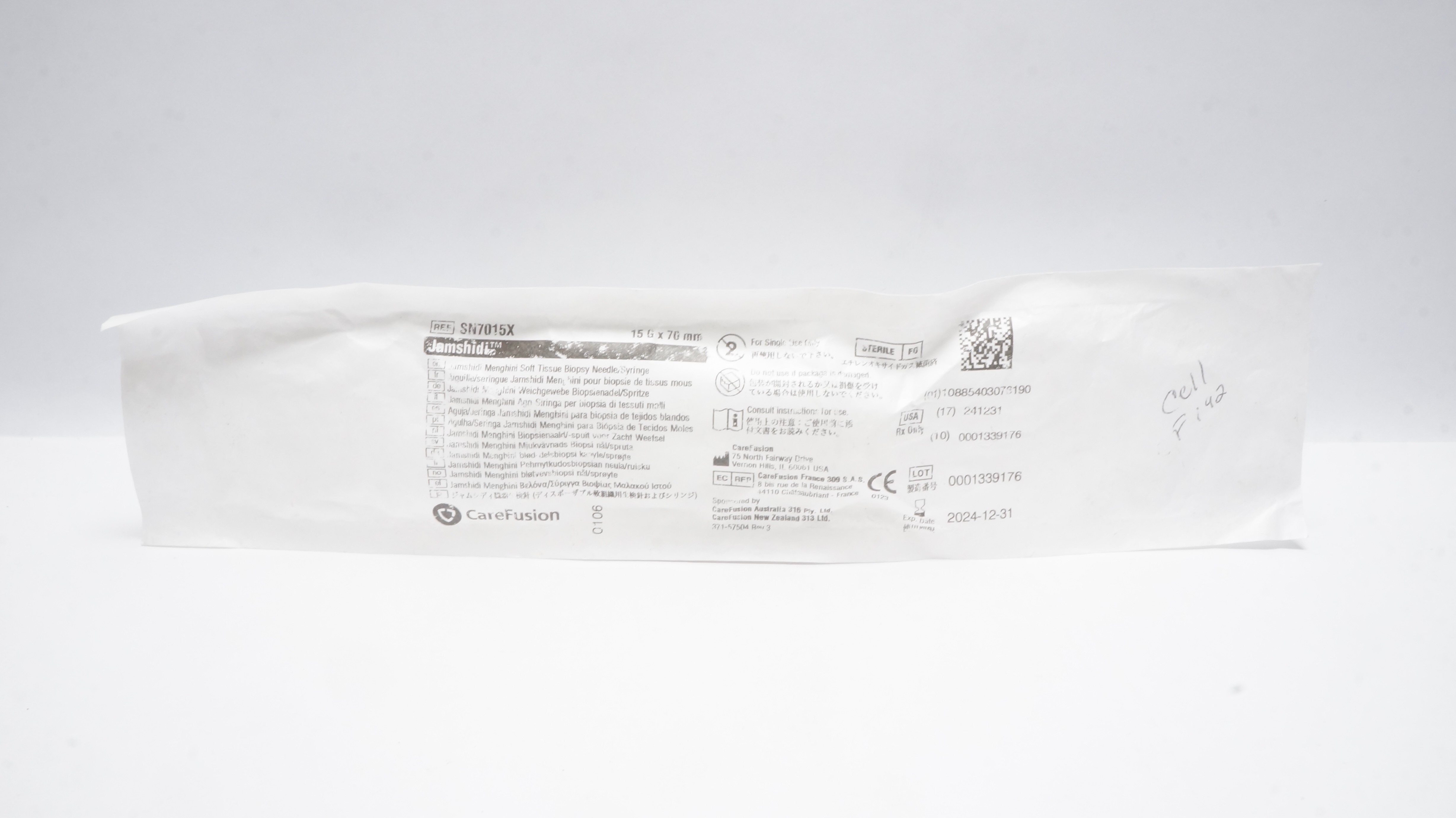 CareFusion SN7015X Jamshidi Menghini Biopsy Ndle./ Syringe, 15G x 70mm (x)