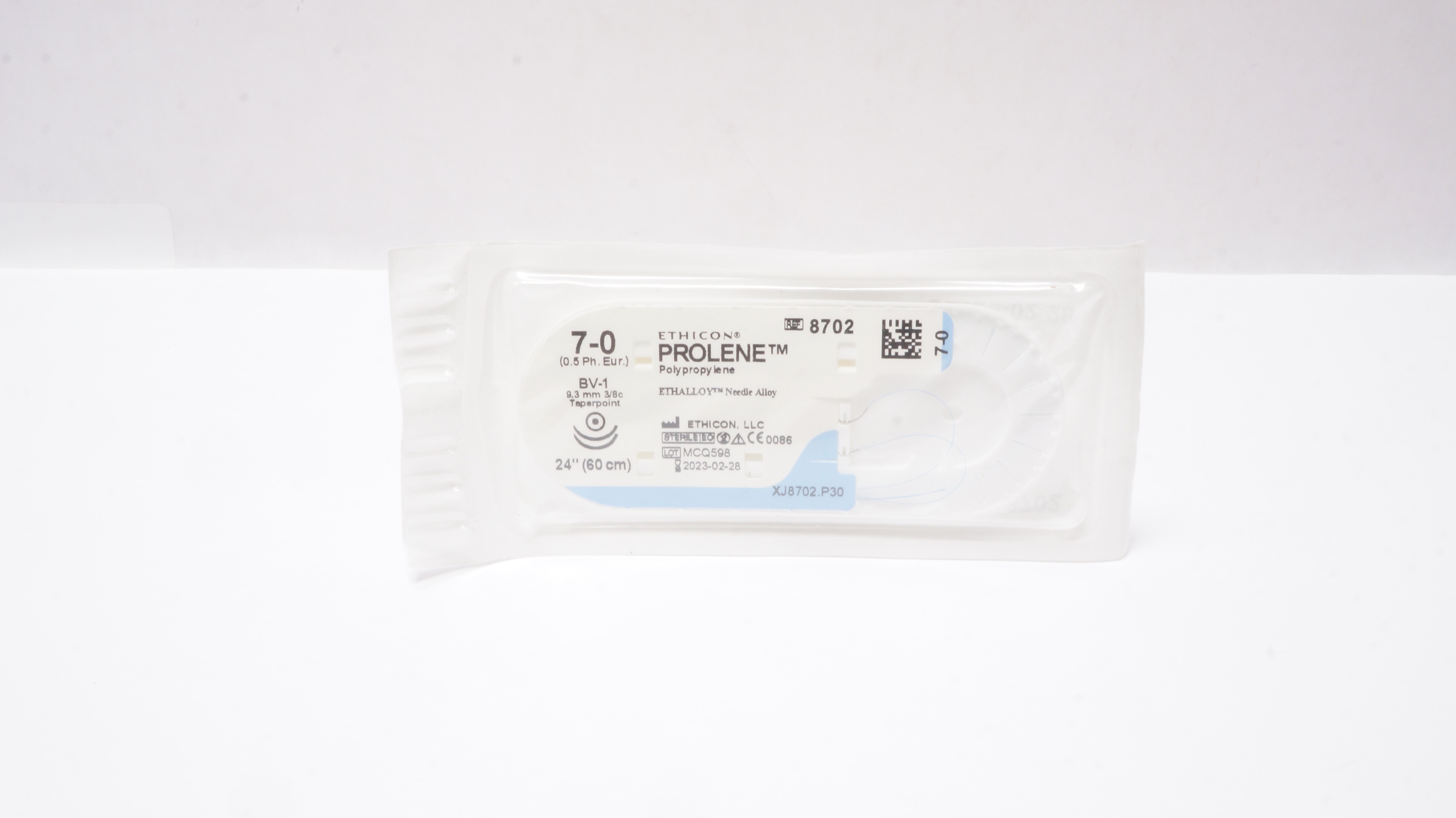 Ethicon 8702 7-0 PROLENE, BV-1, 9.3mm 3/8c Taperpoint, 24inch (x)