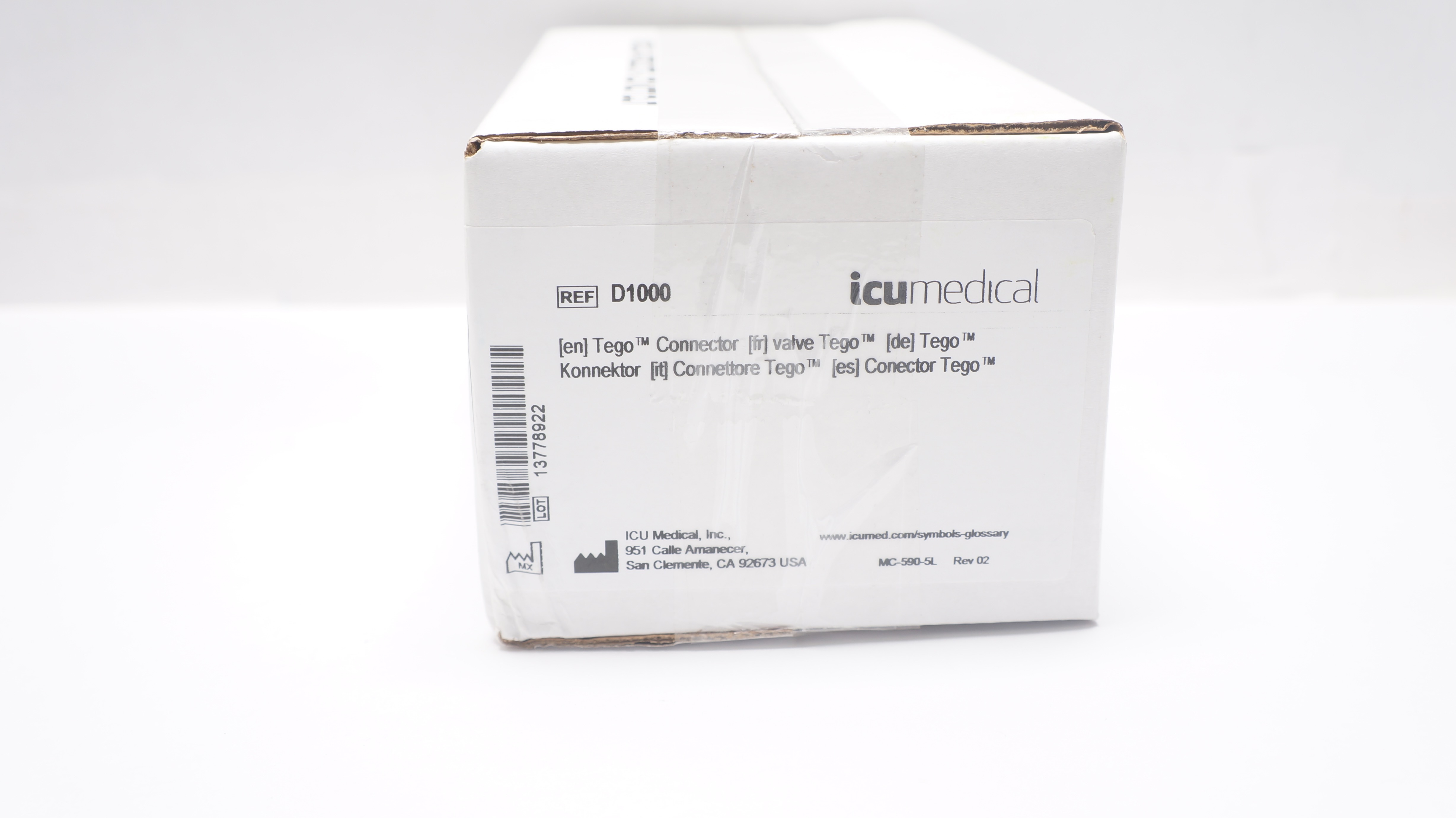 ICU Medical D1000 Tego Connector Box of 100