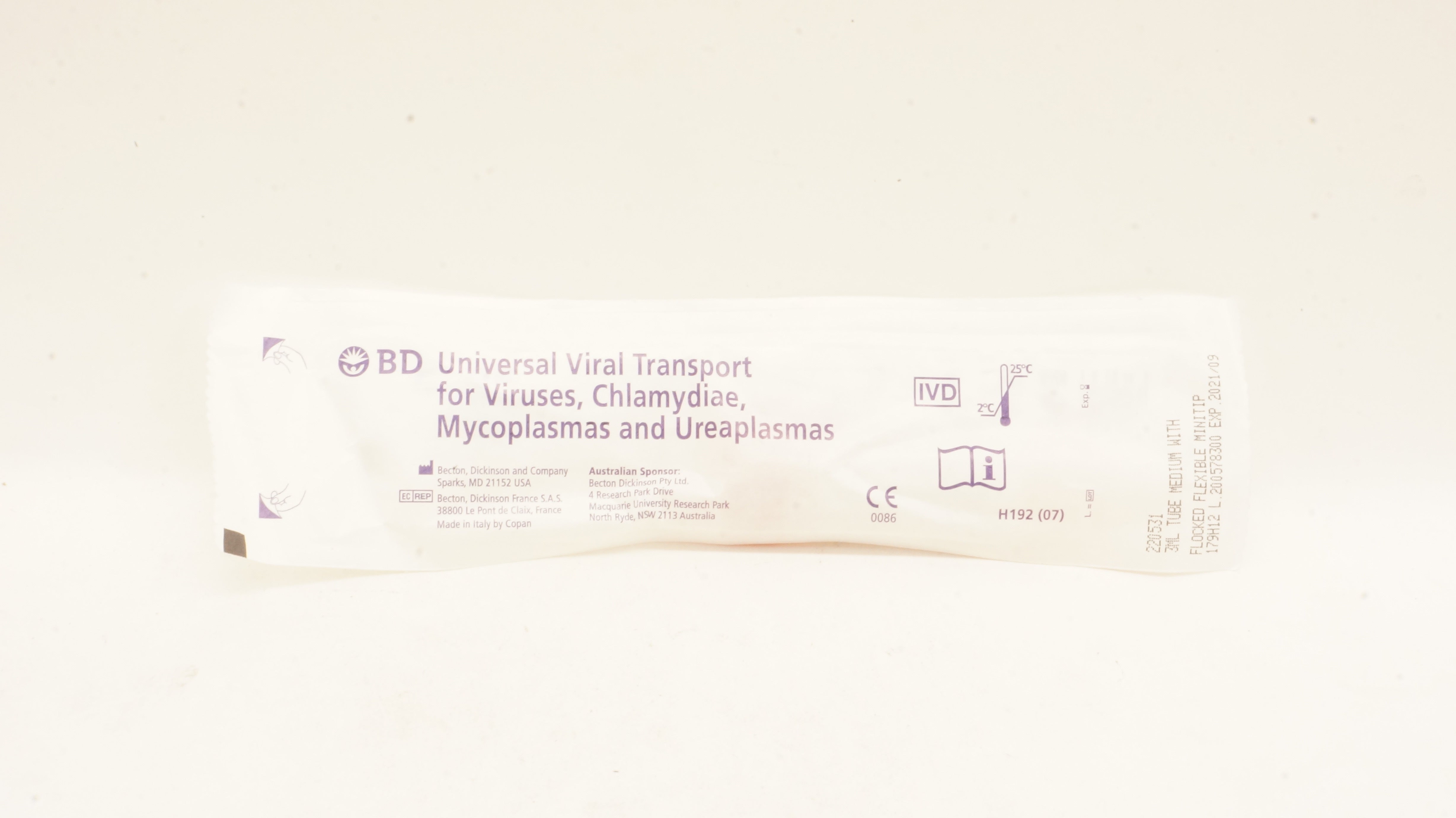 BD 220531 Universal Viral Transport Kit with Medium Flexible Minitip Tube 3ml