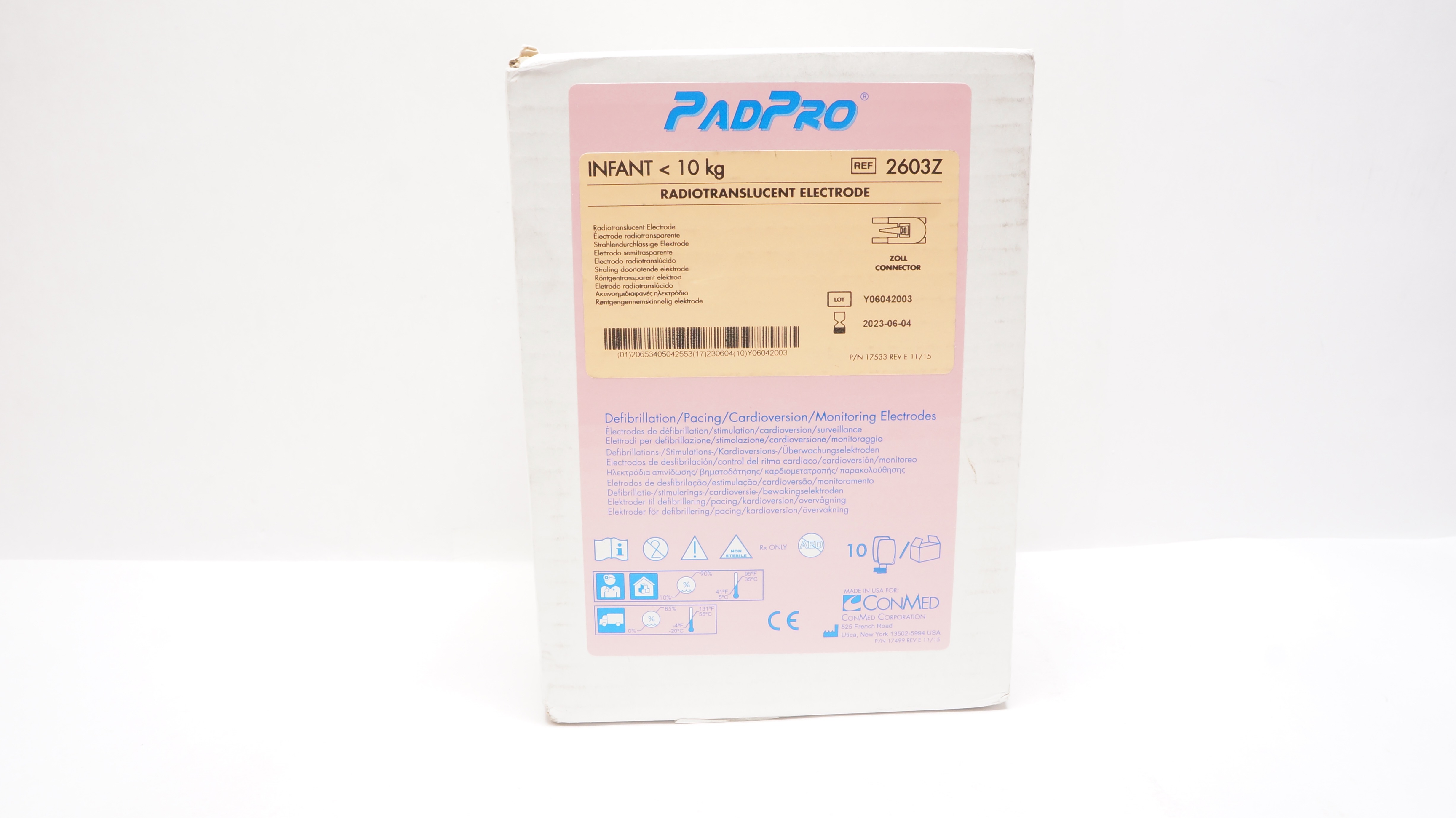 Conmed 2603Z PadPro Radiotranslucent Electrode Infant <10kg (x) - Box of 10
